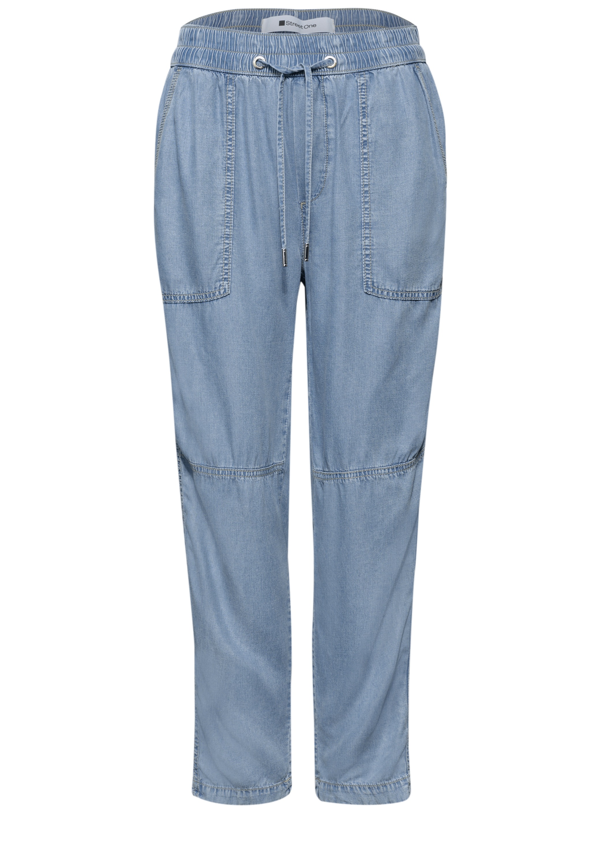 Stoffhose STREET ONE, Damen, Gr. 34, Länge 28, light blau soft wash, Stoff, 100% Lyocell, unifarben, normal knöchelfrei, Hosen Stoffhose, aus Lyocell 3