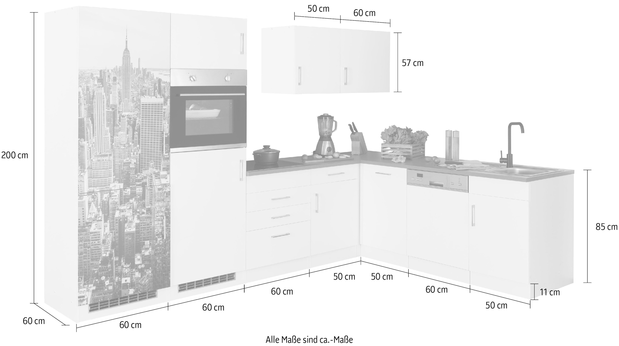 HELD MÖBEL Winkelküche »Paris«, ohne E-Geräte, Stellbreite 290/220 cm