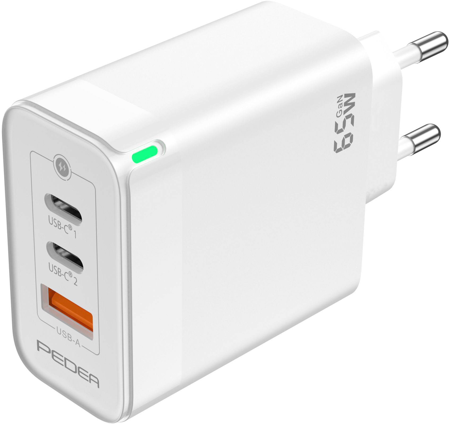 PEDEA Schnelllade-Gerät »Triple 65W GaN USB-C (PD) USB-A«, geeignet für Apple iPhone, Samsung Galaxy, Google Pixel