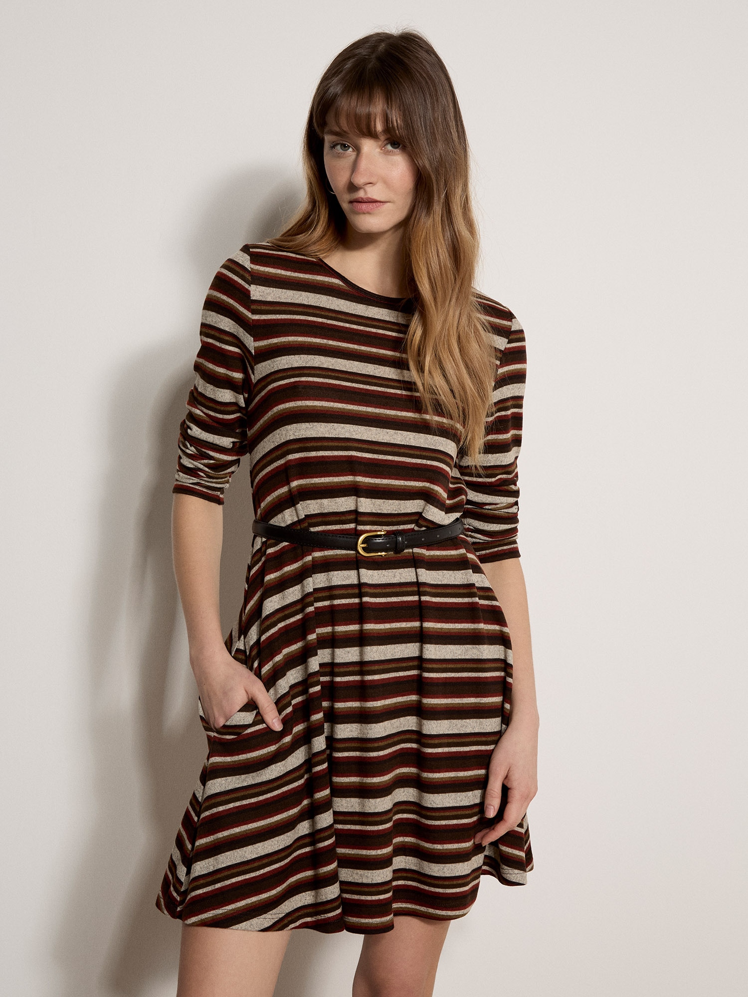 Apricot Minikleid »Mini-Kleid mit Streifenmuster« Einfarbig