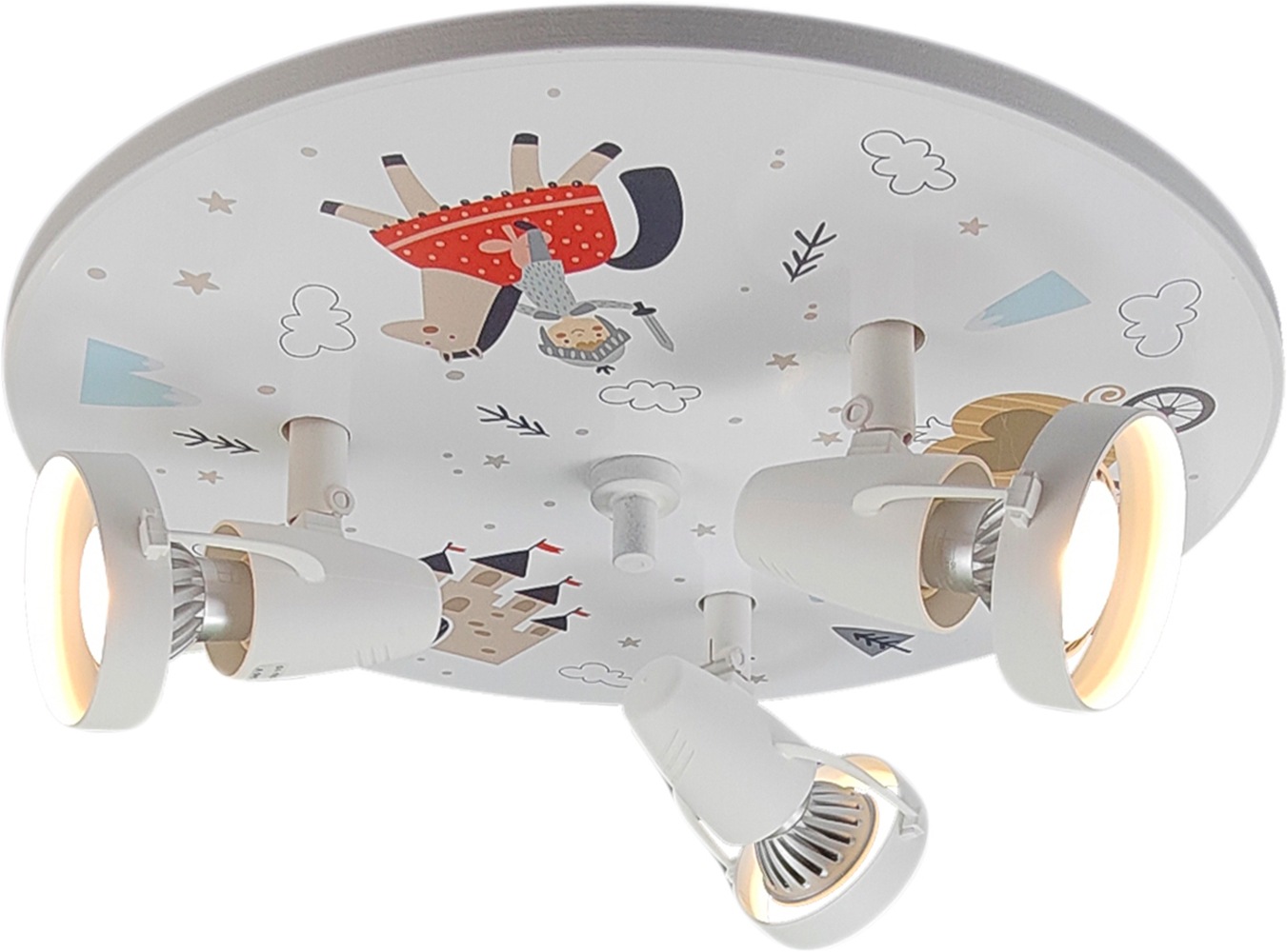 niermann Deckenleuchte »Kinderlampe mit Motiv "Ritter Theo", Strahler für Kinderzimmer« GU10 1 Stk. 3 schwenk- und drehbare Strahler, Made in Germany
