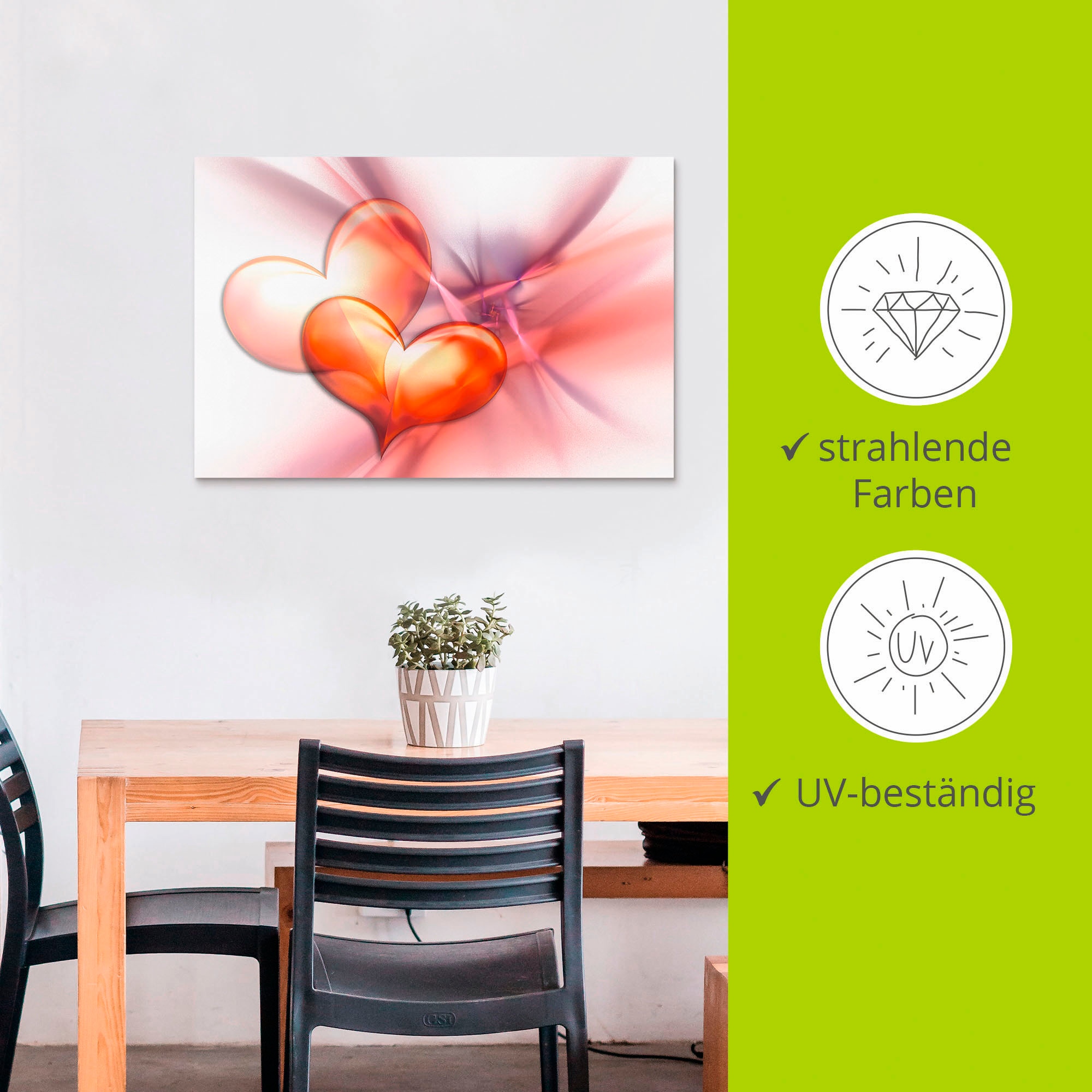 Artland Wandbild »Das höchste Glück«, Herzen, (1 St.), als Alubild, Outdoorbild, Leinwandbild, Poster, Wandaufkleber