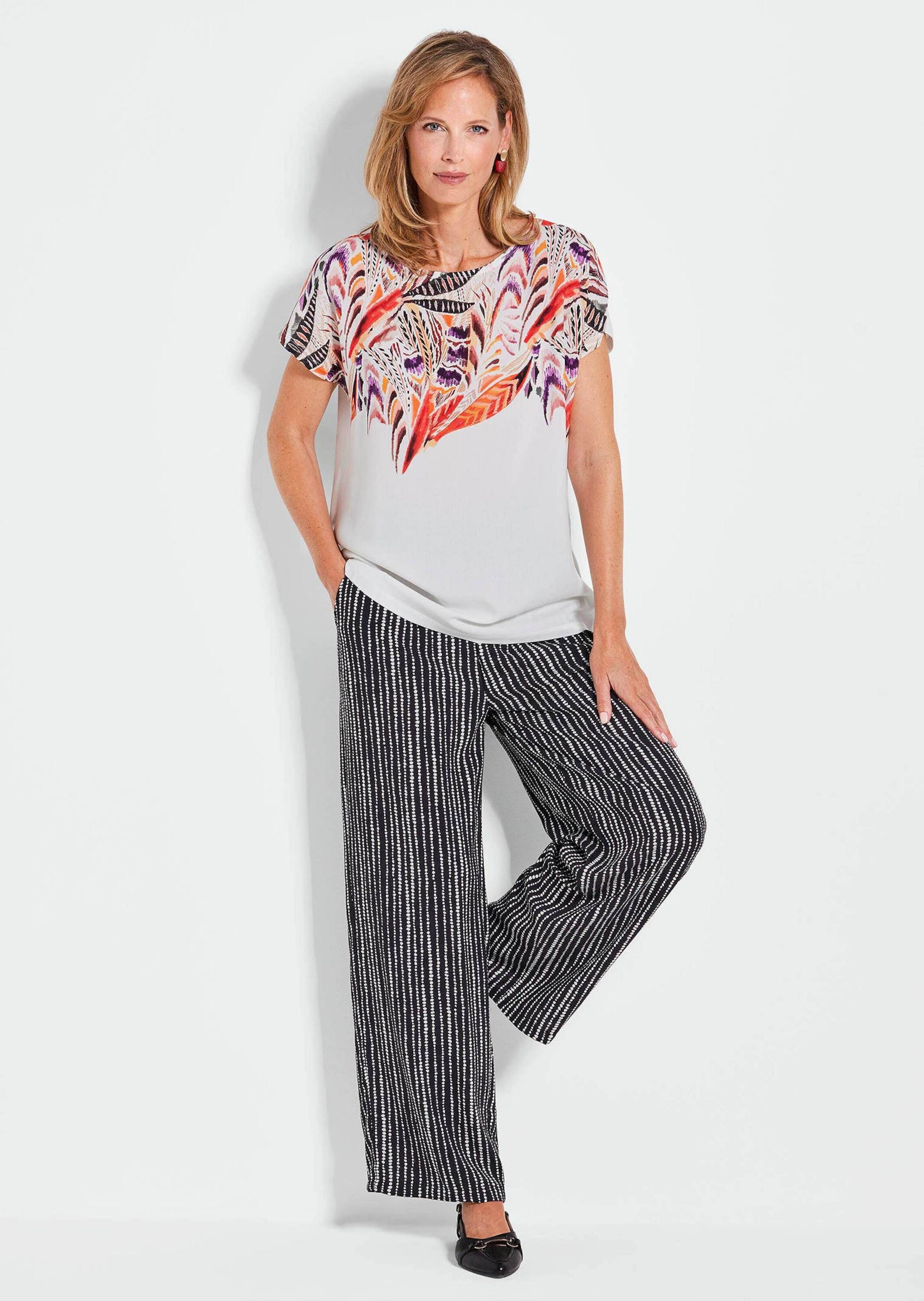 GOLDNER Kurzarmshirt "Elegantes Oberteil mit Ethno-Muster" günstig online kaufen