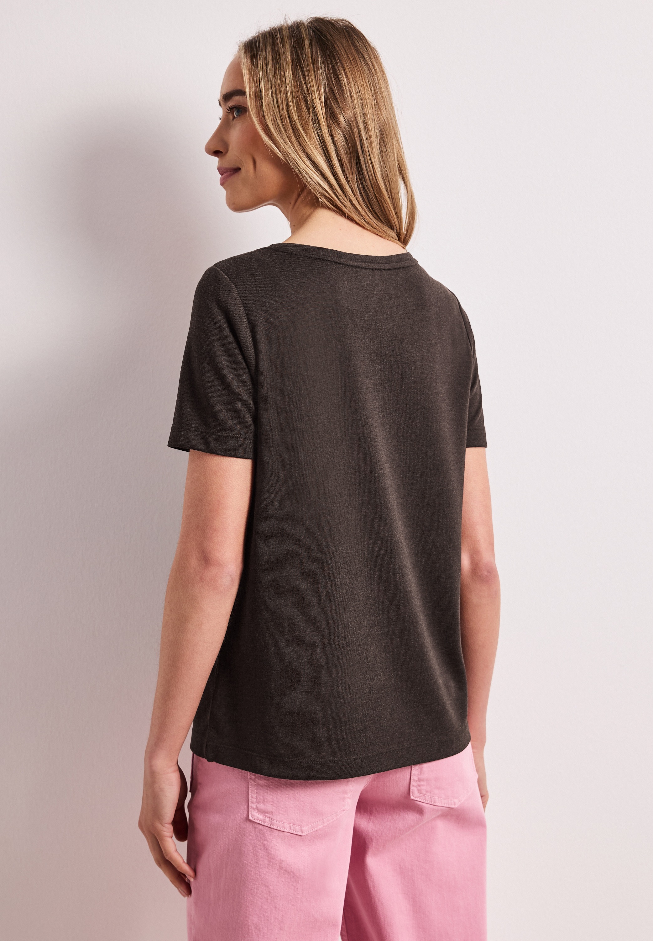 STREET ONE T-Shirt in Leinen-Optik