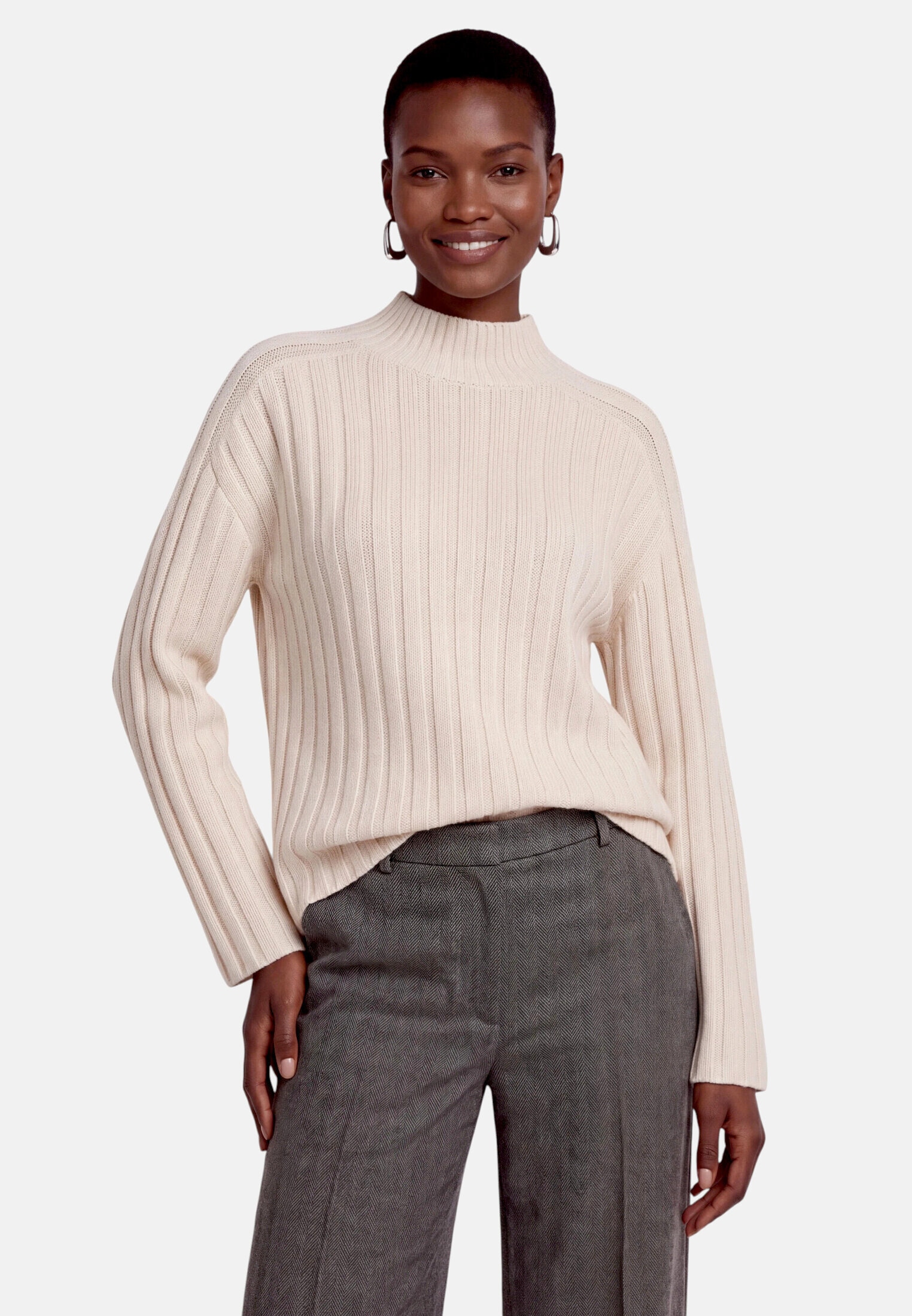 Zero Strickpullover »Damen mit Stehkragen« 1 Gerippt