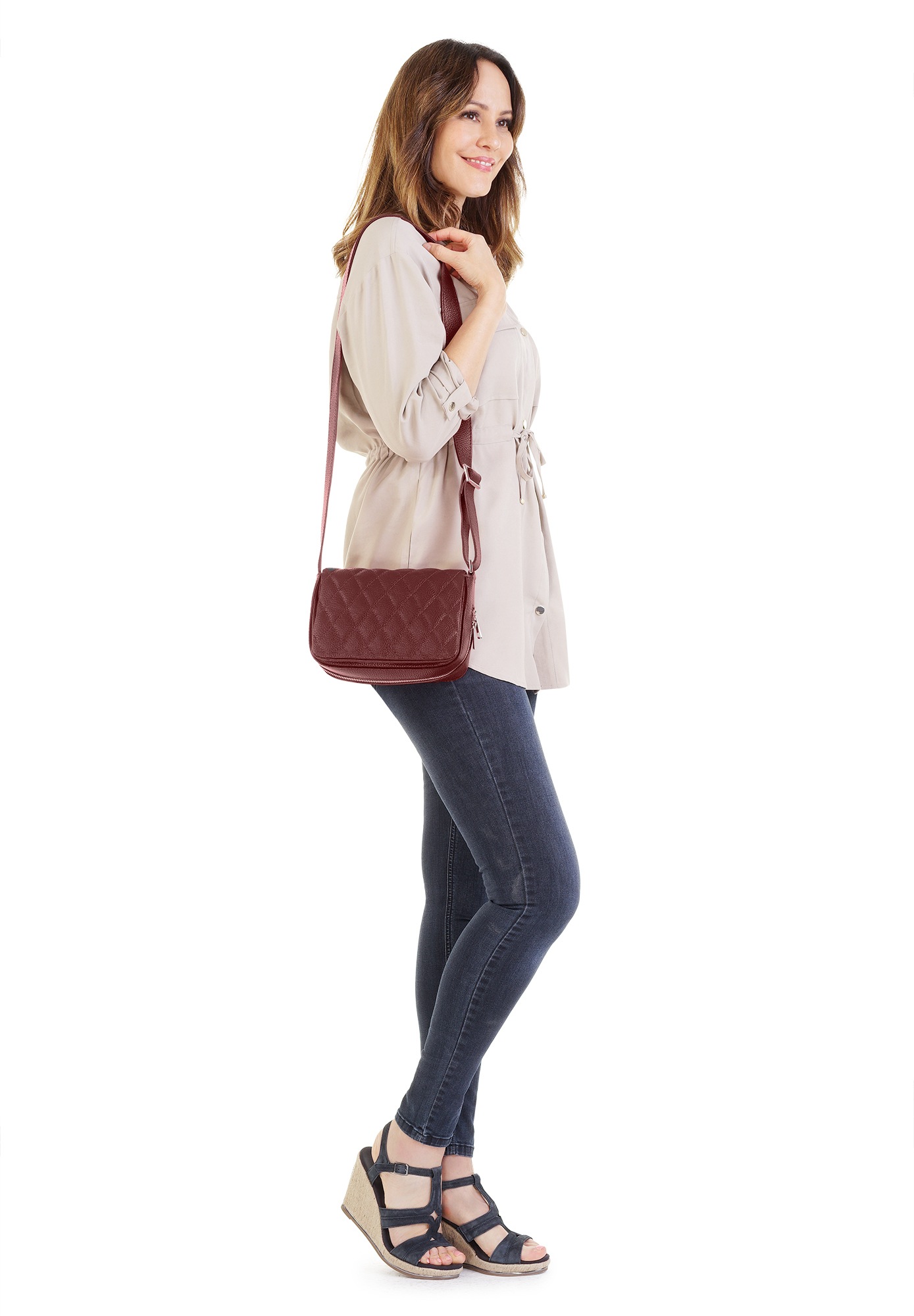 Cluty Henkeltasche, echt Leder, Made in Italy