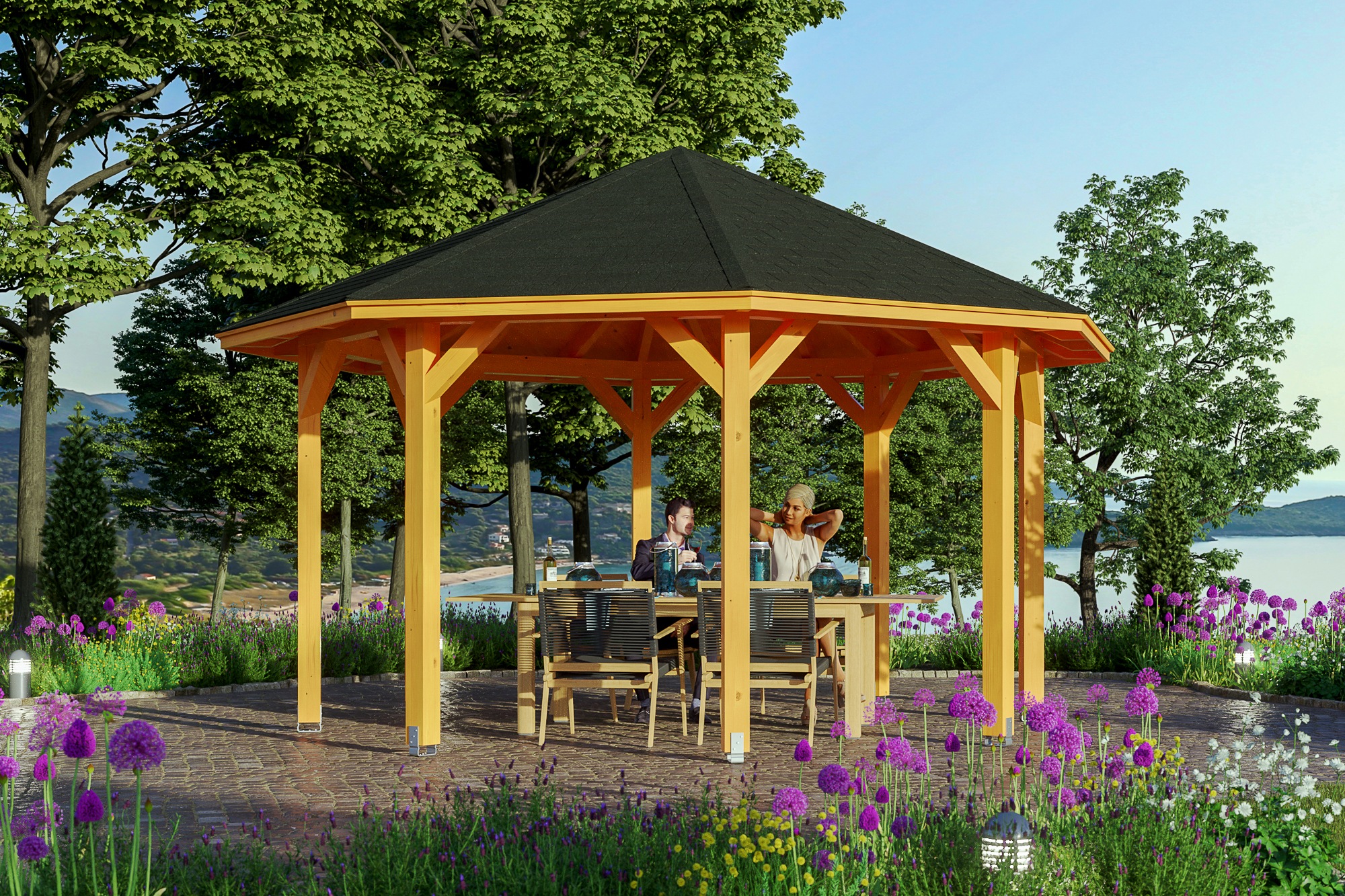 Skanholz Holzpavillon »Nice 2«, Leimholz, 399 x 399 cm