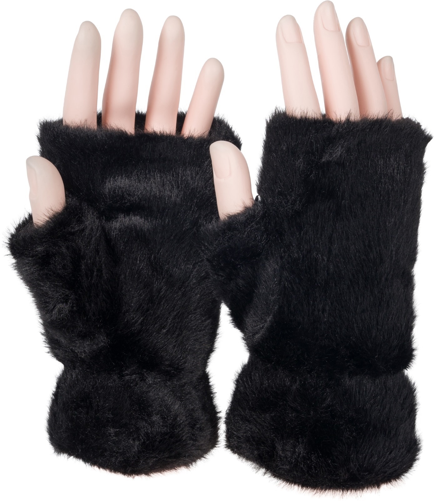 styleBREAKER Fleecehandschuhe »Fingerlose Handschuhe Kunstfell Einfarbig« 1 Stk.