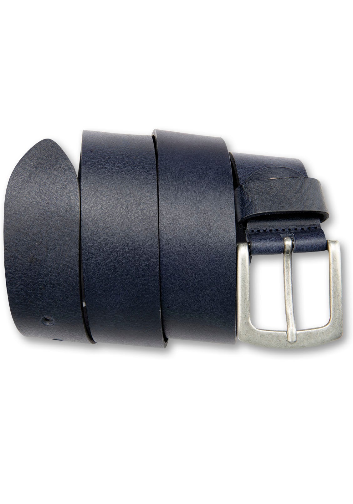 BERND GÖTZ Herren Ledergürtel, blau, Gr. 90, unifarben, Leder, Gürtel, mit silberfarbener Schließe