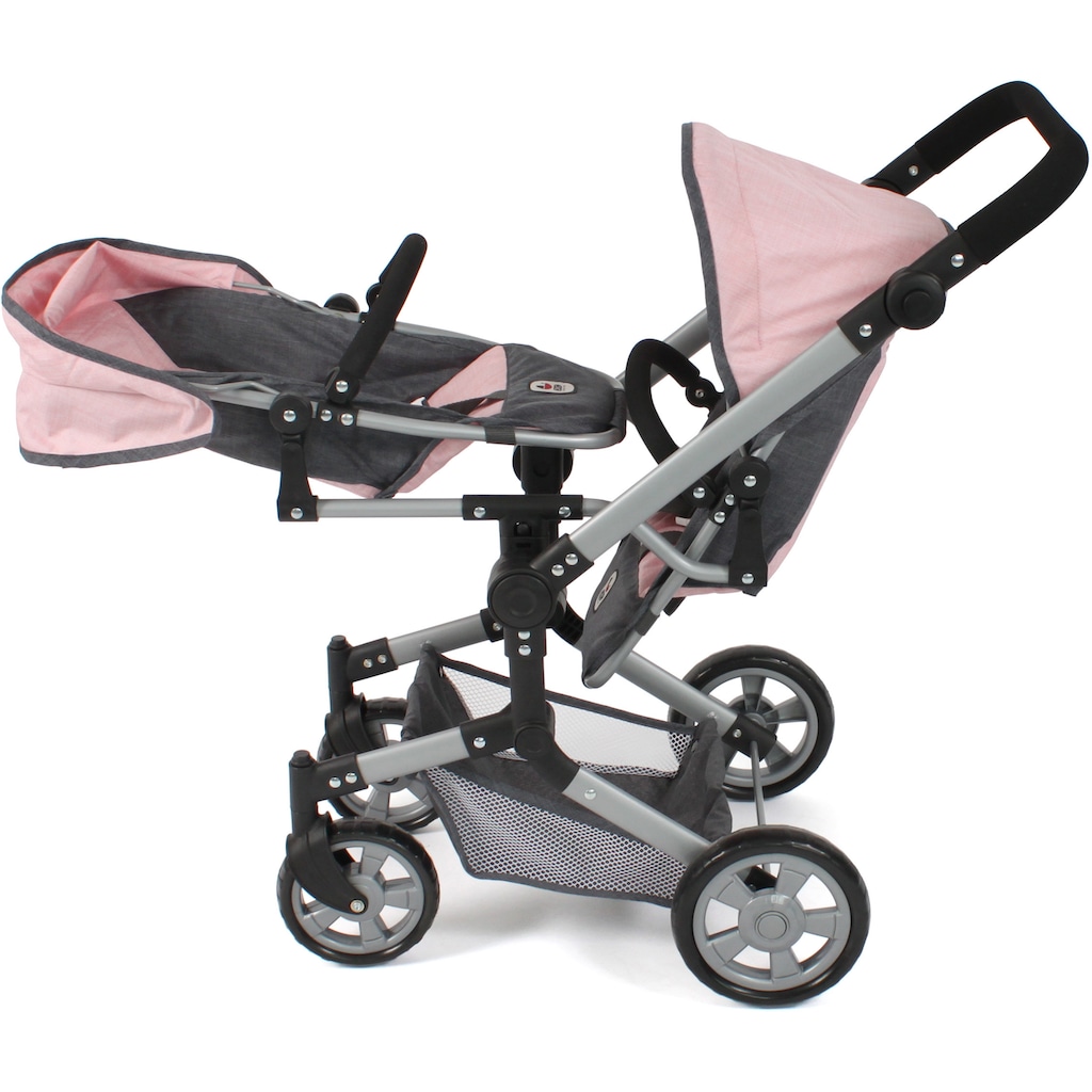 CHIC2000 Puppen-Zwillingsbuggy »Linus Duo, Grau-Rosa«