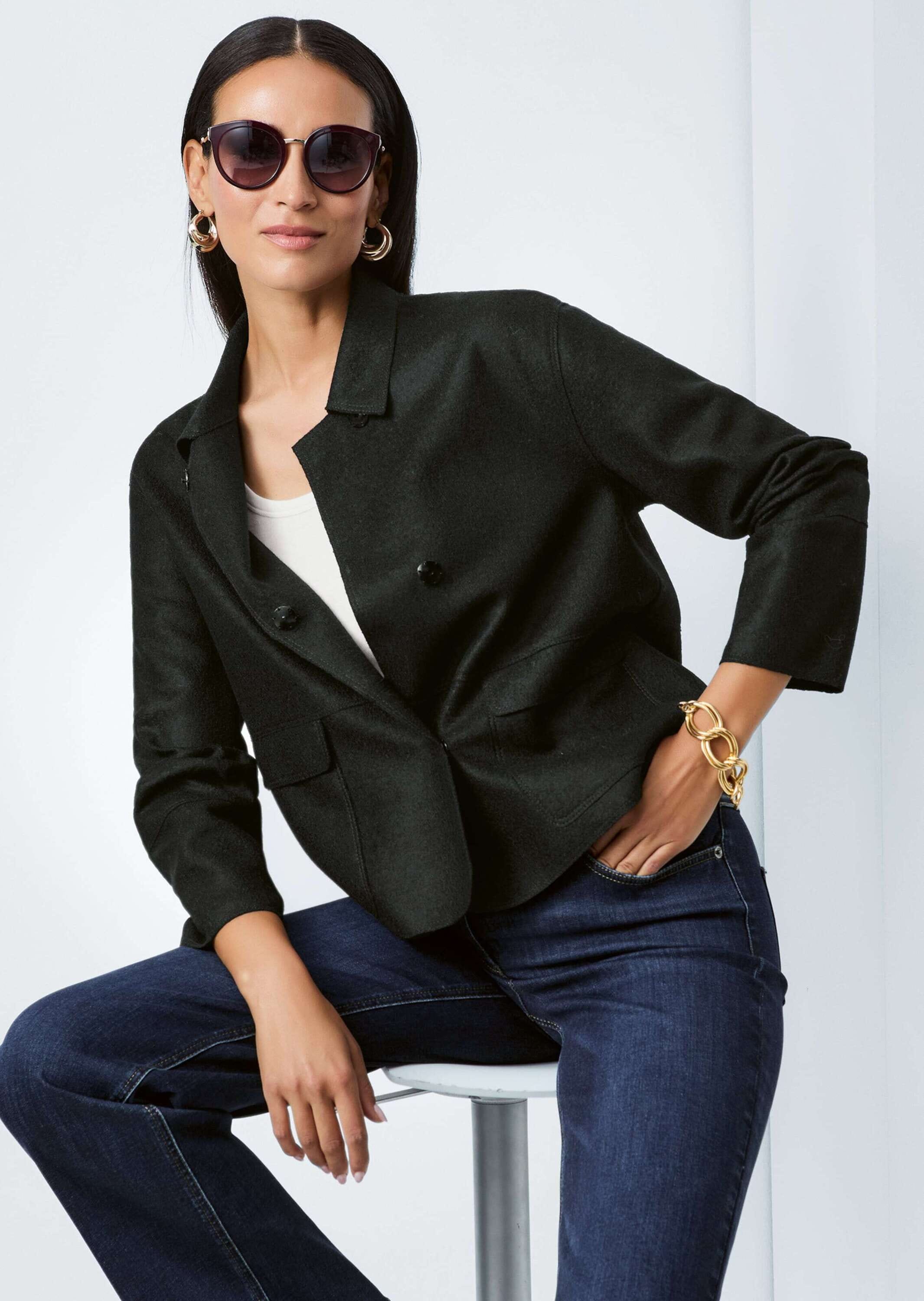 MADELEINE Kurzblazer »Kurzblazer Wollblazer mit Klappkragen und Pattentaschen«