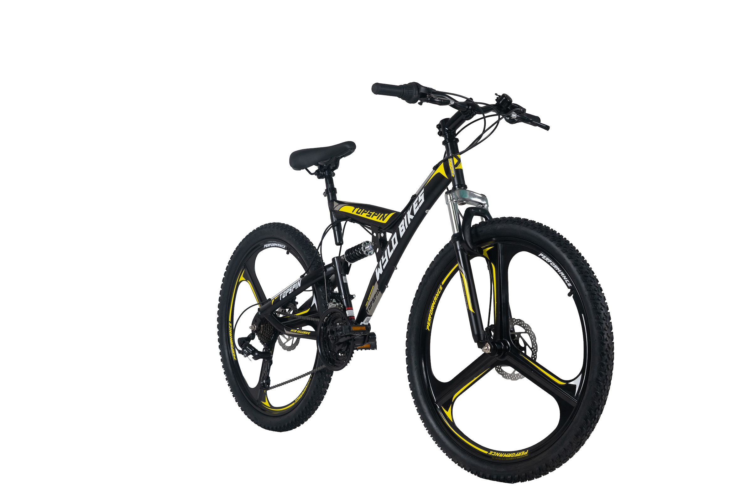 WYLD Mountainbike »WYLD Mountainbike Fully 26'' Topspin schwarz-gelb RH 51 cm« 21 Gang Shimano Tourney Schaltwerk Kettenschaltung
