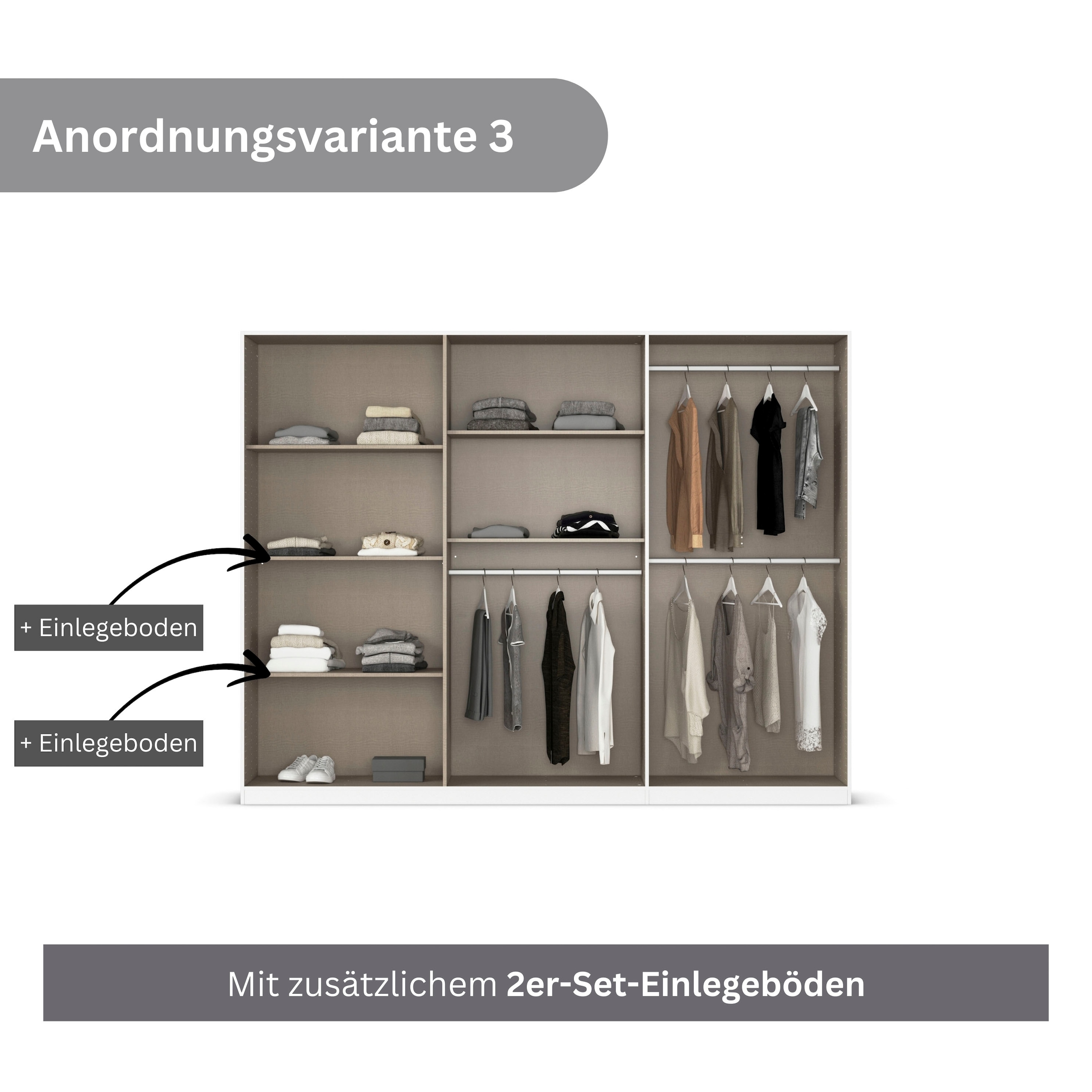 rauch Drehtürenschrank »Kleiderschrank Schrank Garderobe AGORDO mit Dekor- oder Hochglanzfront«, (in zwei Griff-Farben), durchdachte Innenausstattung, in 6 Breiten und 2 Höhen MADE IN GERMANY