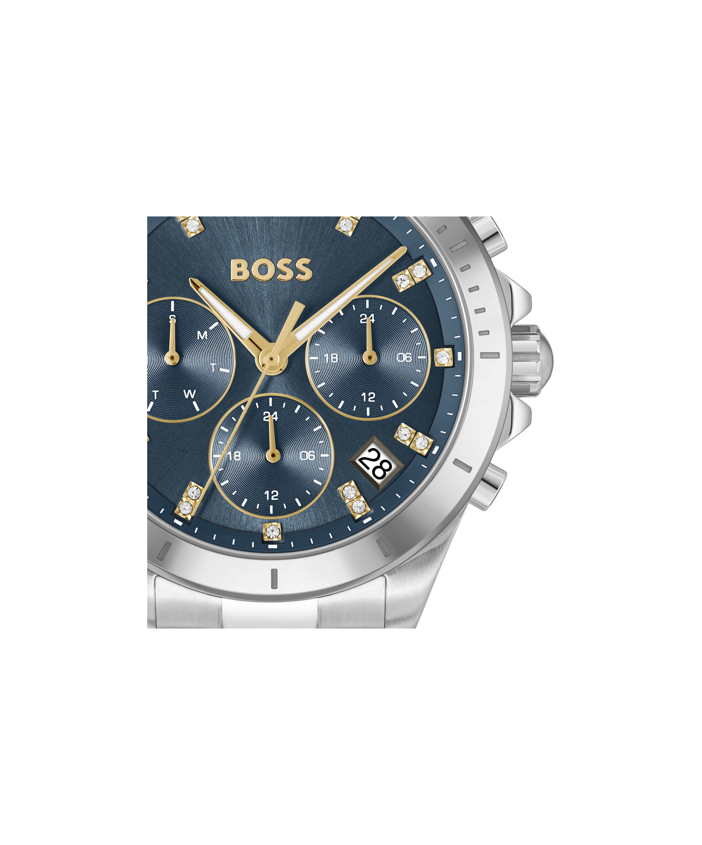 BOSS Multifunktionsuhr »ALLEY«, Quarzuhr, Armbanduhr, Damenuhr, Edelstahlarmband, analog, Tag