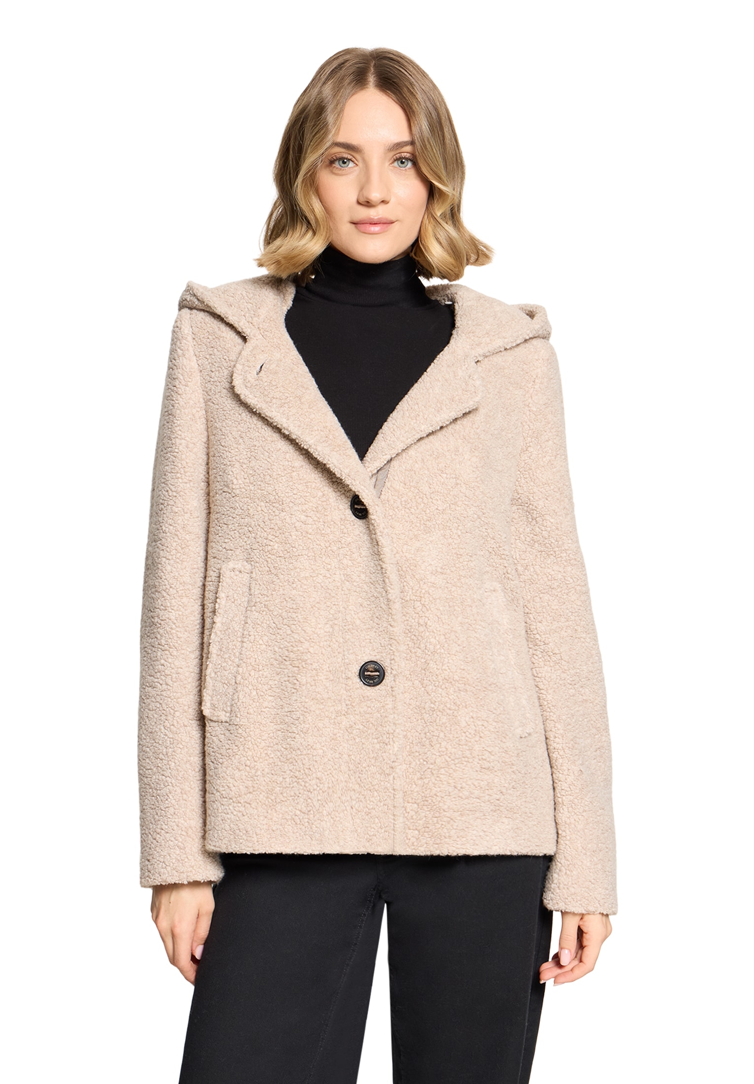 Gil Bret Wolljacke mit Kapuze Fleecejacke mit Kapuze und Knopfverschluss