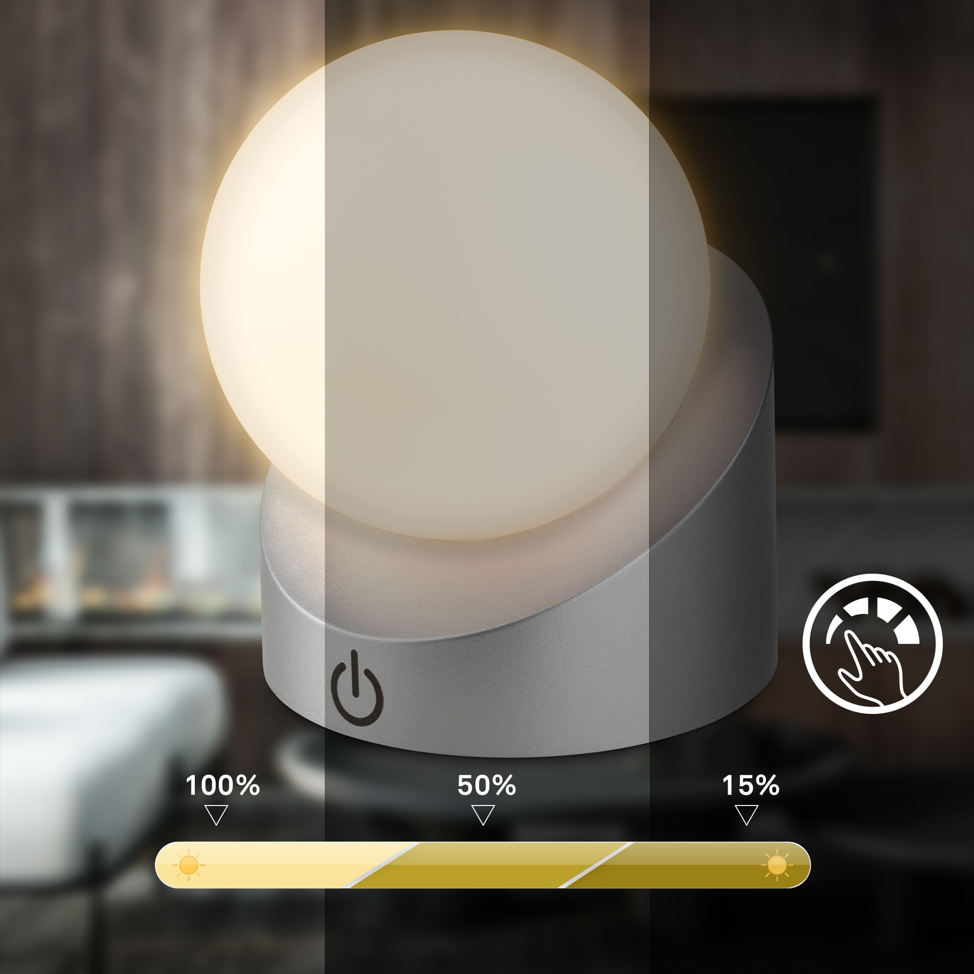 Briloner Leuchten LED Außen-Tischleuchte »SORA« LED-Board 2 Stk. Warmweiß kabellos 10x8x9cm Chrom Matt 2W Kinderzimmer Outdoor Außen 2er-Set