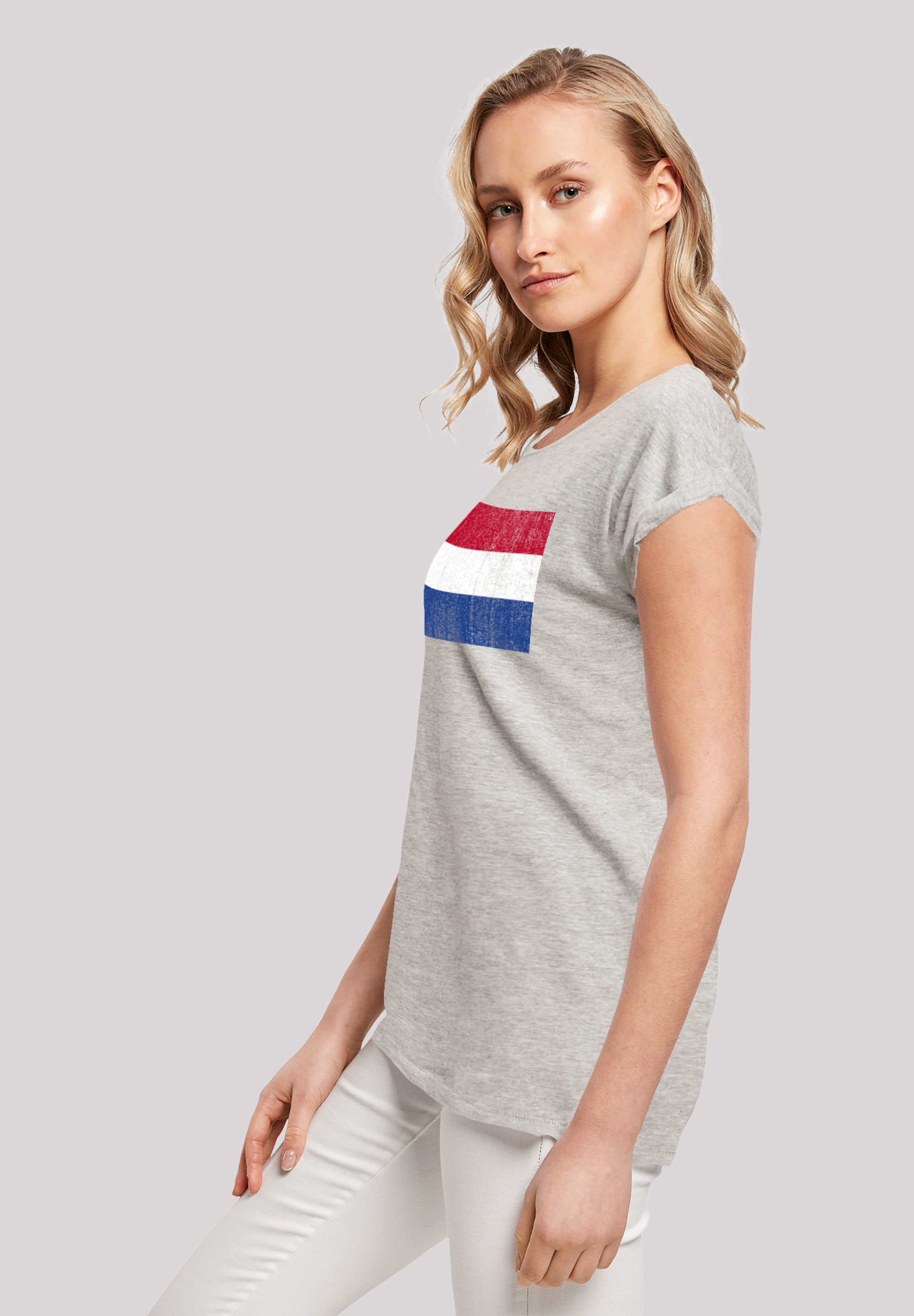 F4NT4STIC T-Shirt »Netherlands NIederlande Holland Flagge distressed«, Print