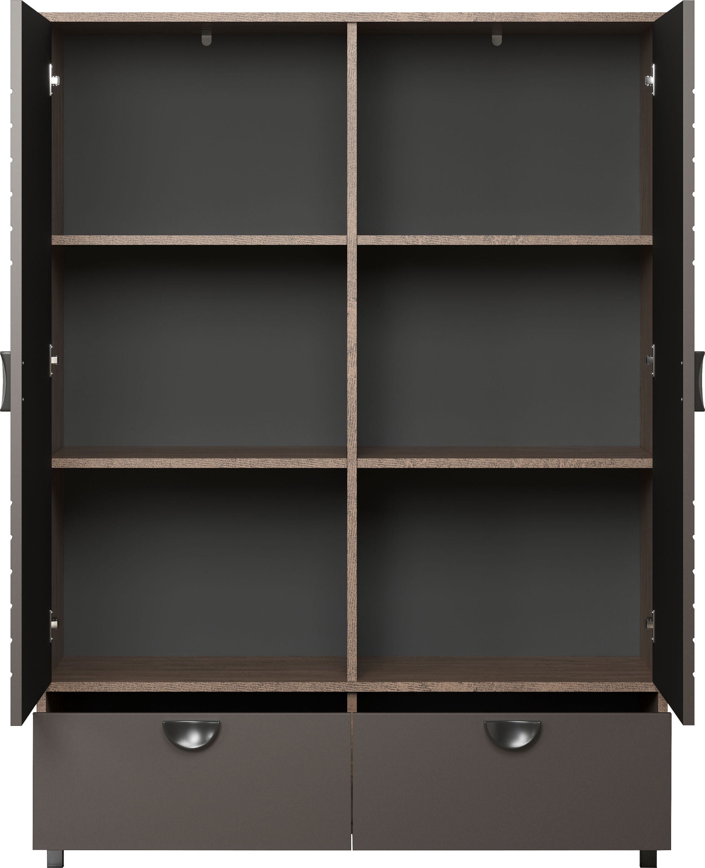INOSIGN Highboard »Fusion«, (1 St.), Stauraumschrank mit besonderem Kreismuster - (B/T/H) 120/42/163 cm