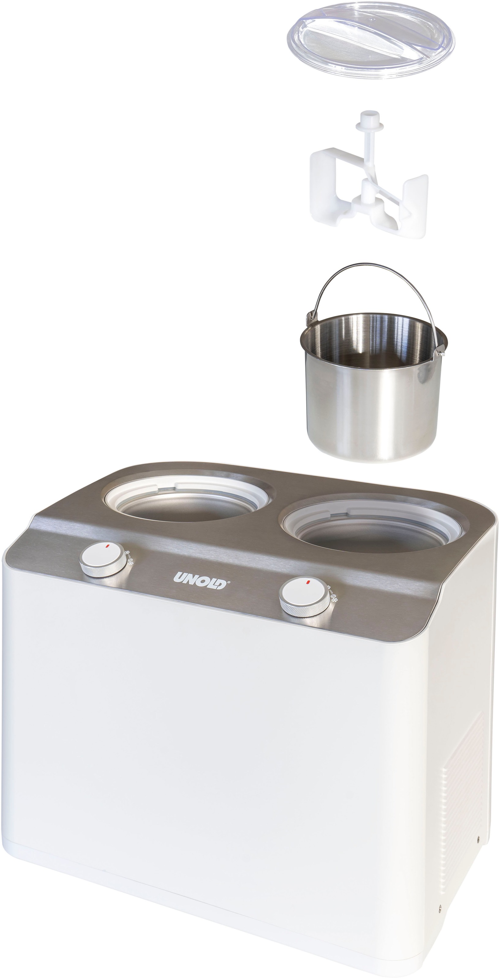 Unold Doppio Compresseur pour sorbetière 2,4 L 250 W Acier satin, Blanc