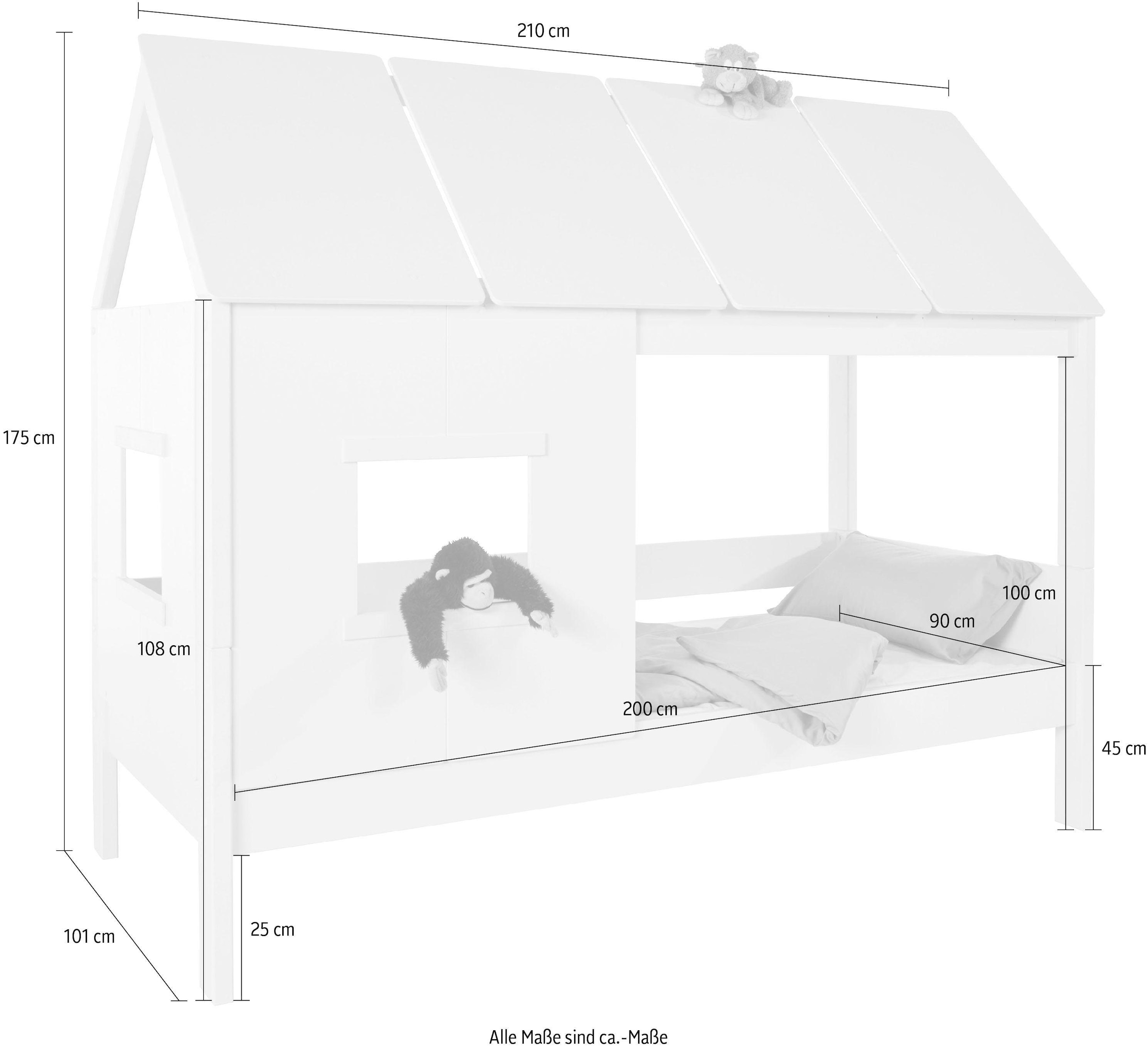 Lüttenhütt Kinderbett »Finn«, Hausbett, aus massiver Kiefer, niedrige Einstiegshöhe