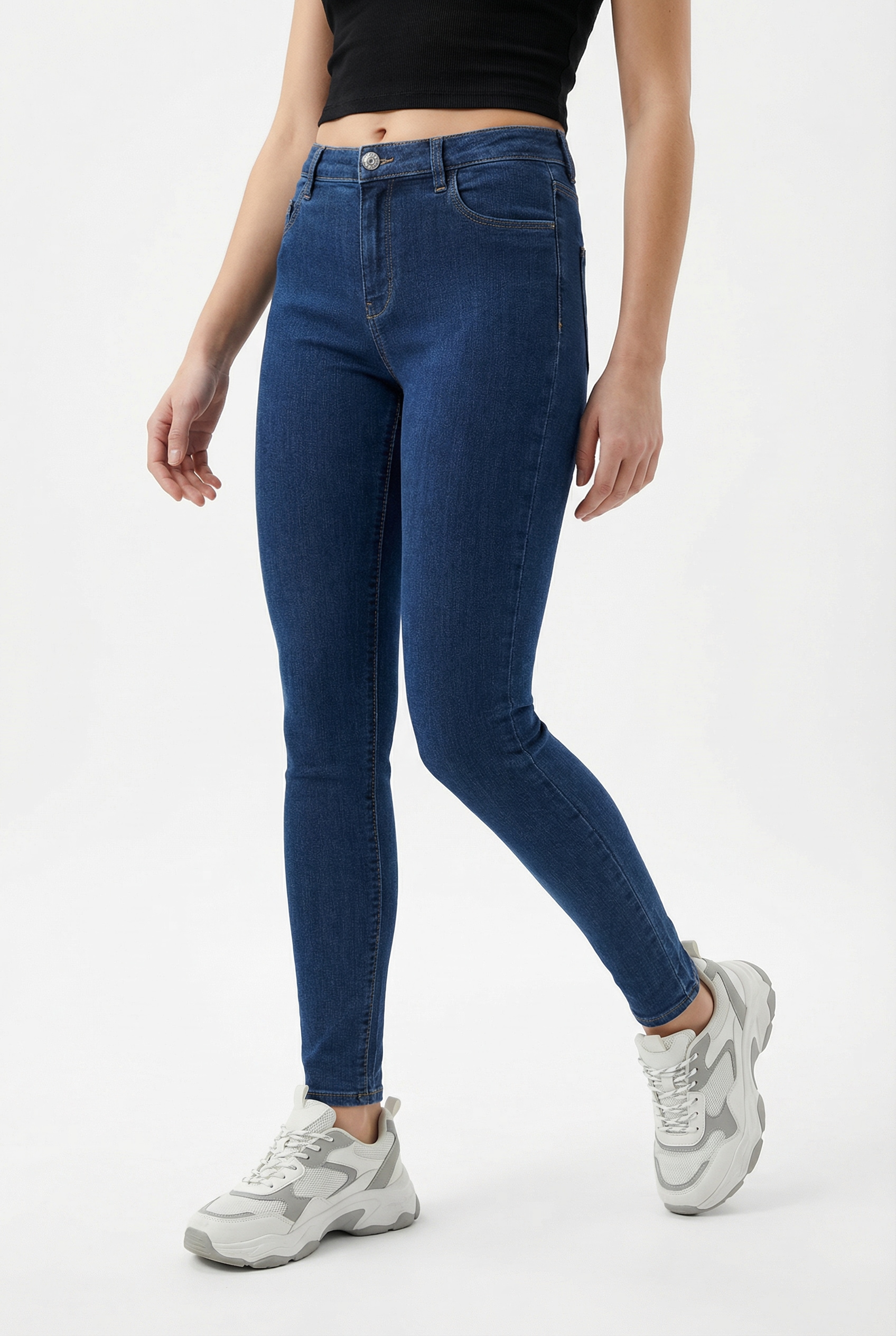 Skinny-fit-Jeans ONLY "ONLRAY REG WAIST SKINNY BOX DNM", Damen, Gr. S, Länge 32, medium blau denim, Denim/Jeans, Obermaterial: 53% Viskose, 29% Baumwolle, 17% Polyester, 1% Elasthan, unifarben, skinny fit knöchellang, Jeans