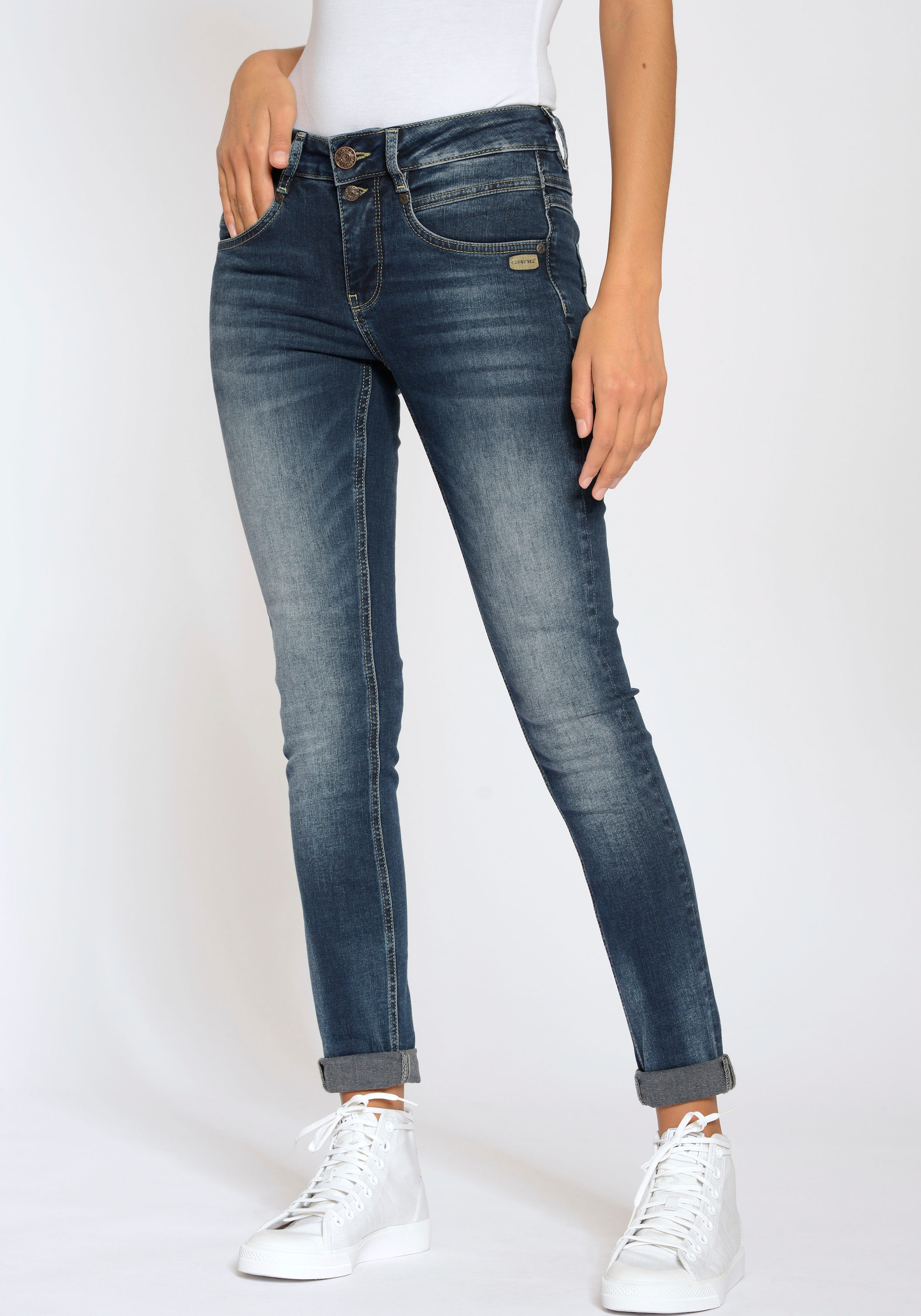 GANG Skinny-fit-Jeans "94MORA", mit 3-Knopf-Verschluss und Passe vorne günstig online kaufen