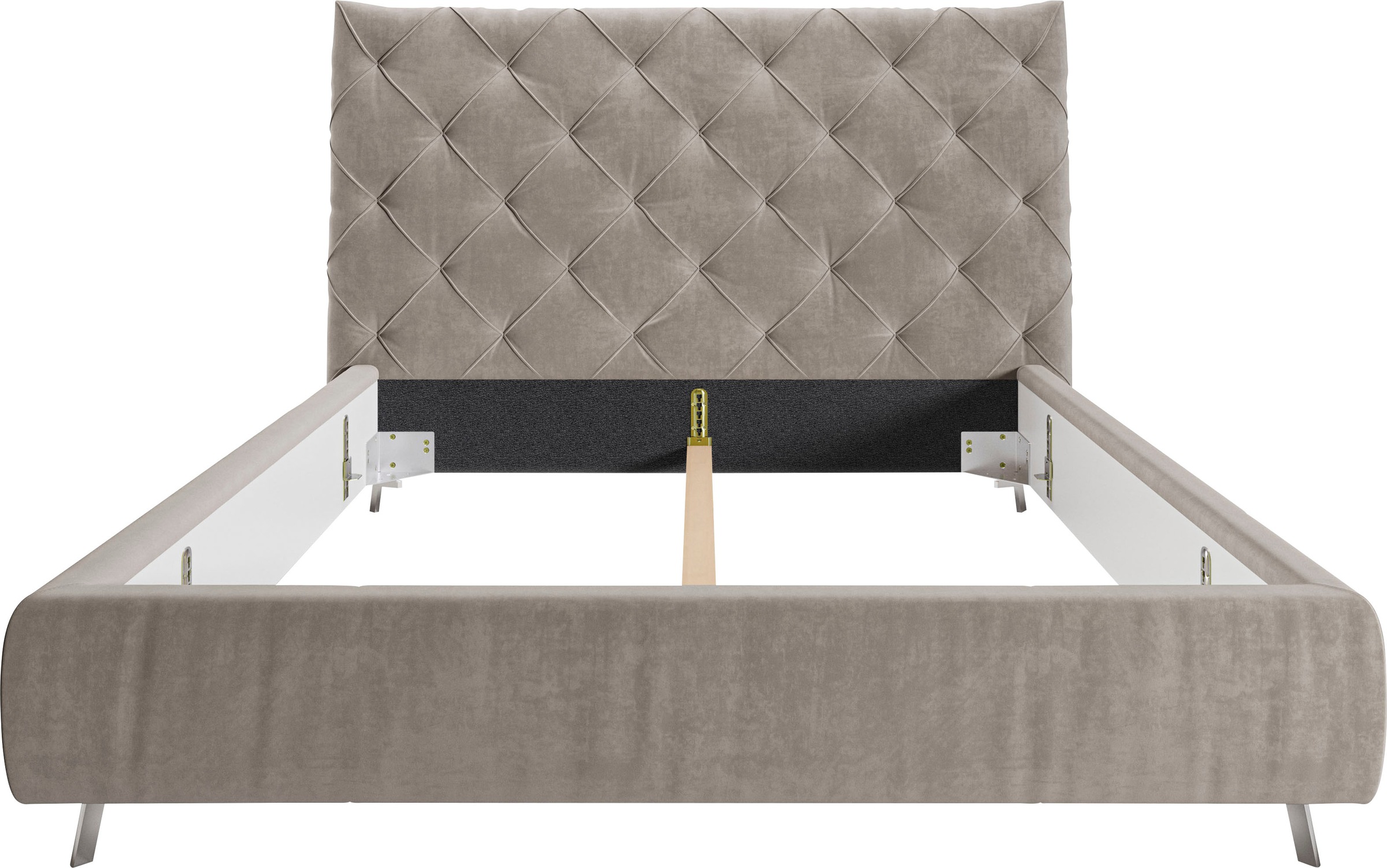 PLACES OF STYLE Polsterbett »Elloree, in 4 Breiten, hinten mit Originalstoff bezogen, auch in Leder« Kopfteilhöhe 143cm, belastbar bis 280 kg, auch in Überlänge 220cm