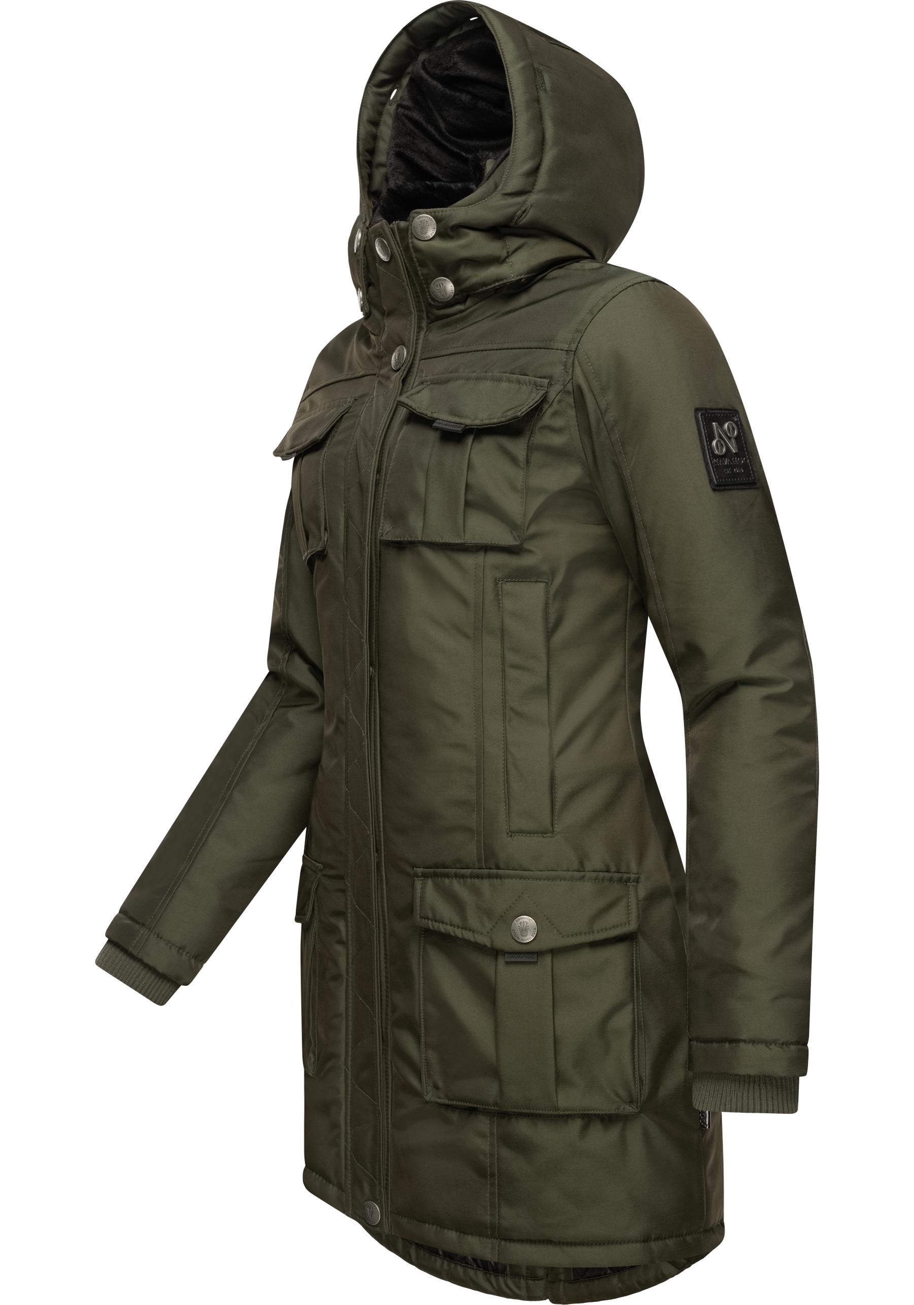 Navahoo Wintermantel »Tiniis«, Parka mit abnehmbarer Kapuze und extra Einkaufstasche