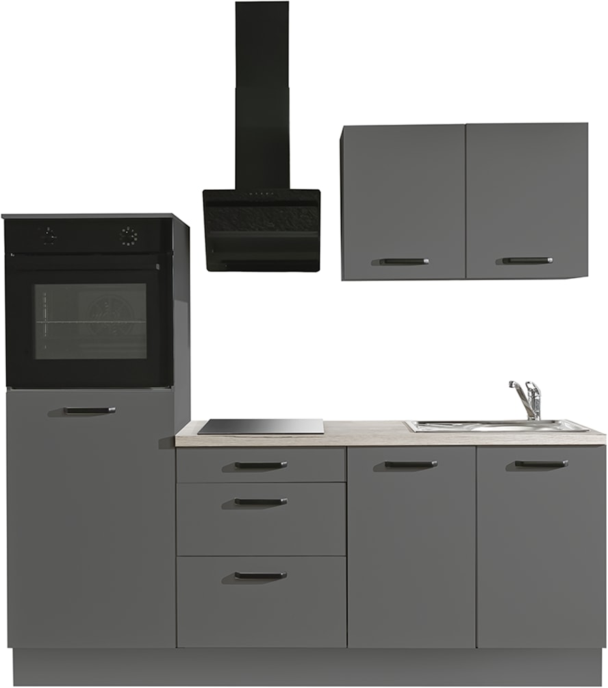 wiho Küchen "Compact: Kleines Format, große Ausstattung optional mit E-Geräten" Variante ohne Kühlschrank, Breite 210 cm
