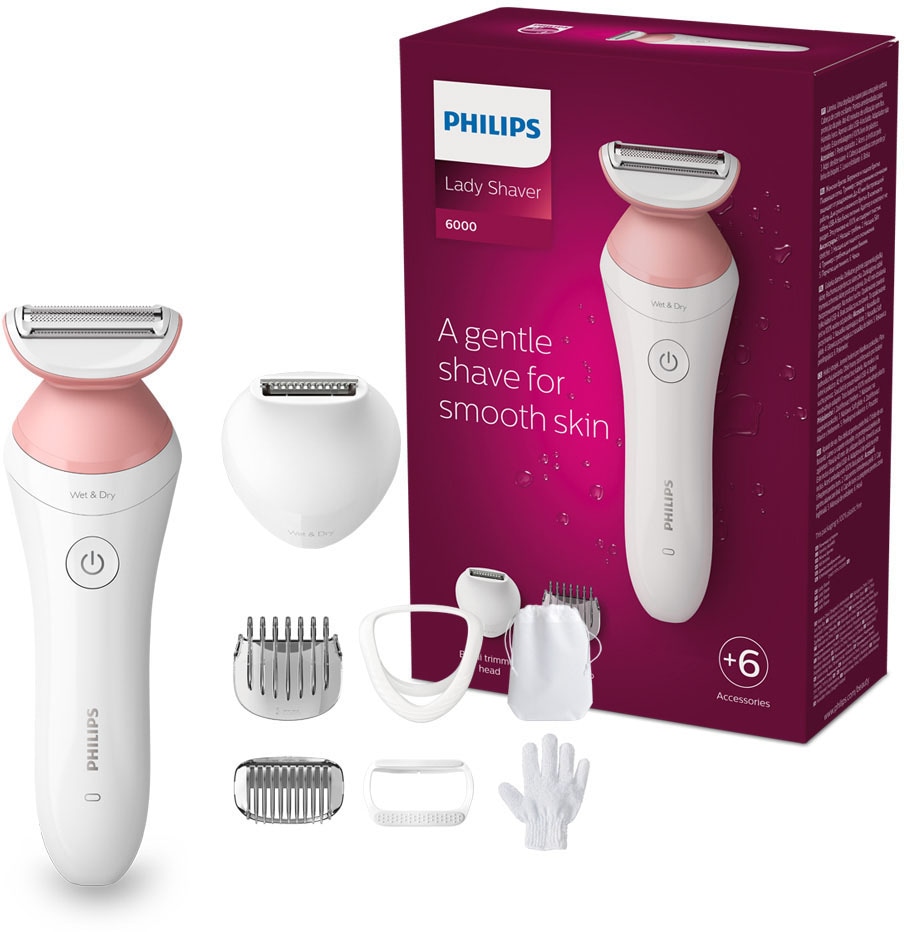 Philips Elektrokörperrasierer »SatinShave Prestige BRL146/00«, 5 St. Aufsätze, nass oder trocken, inkl. Handschuh und Tasche