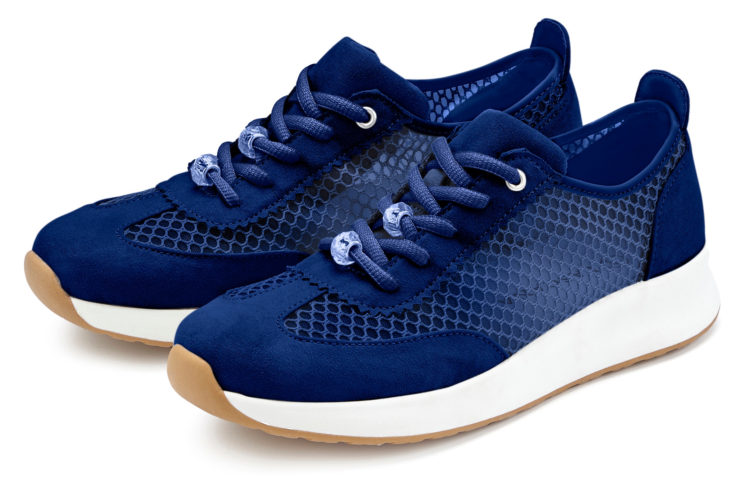 LASCANA Sneaker "Halbschuh, Sneaker, Schnür-Sneaker" Wildleder-Optik mit dezentem Plateau und Schmuckdetails VEGAN