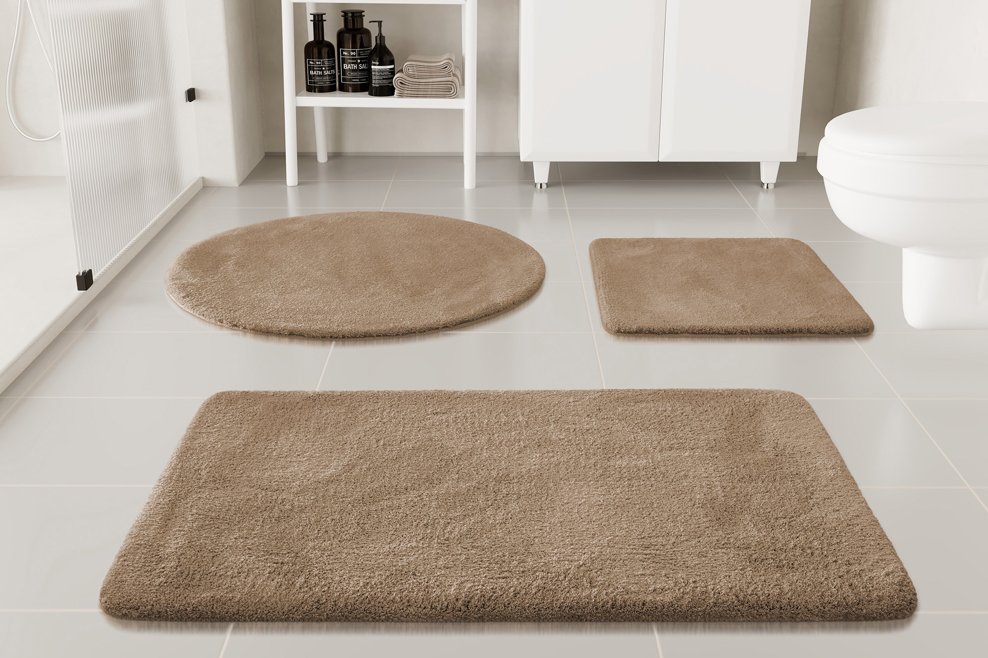 my home Badematte »Neele«, rutschhemmend beschichtet, schnell trocknend, Badteppich, getuftet, modern, Uni, antirutsch, flauschig, hochflor