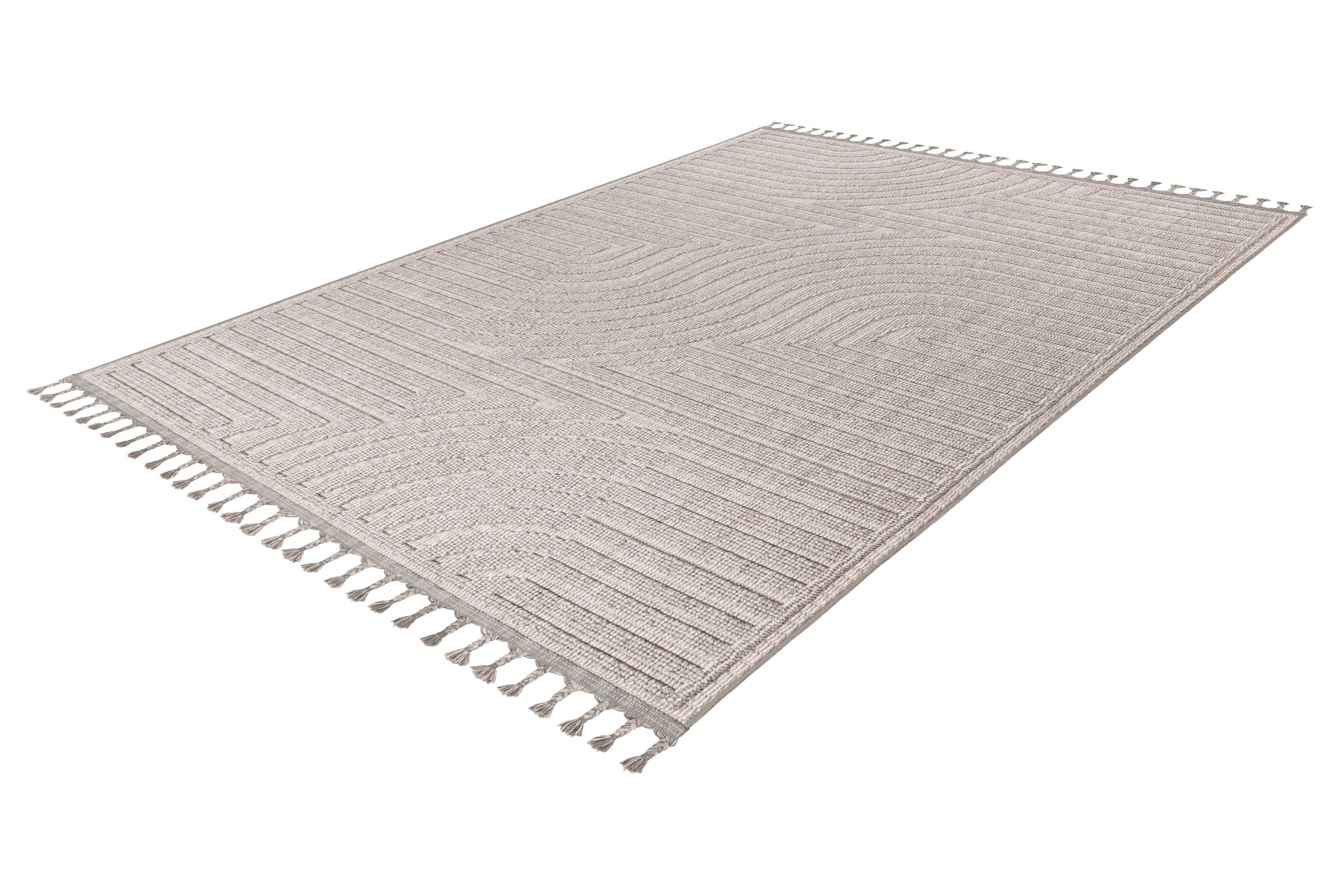 Thumbnail - Kayoom Teppich "Reef 225" rechteckig 9 mm Höhe Kurzflor, Struktur, mit Fransen, Wohnzimmer