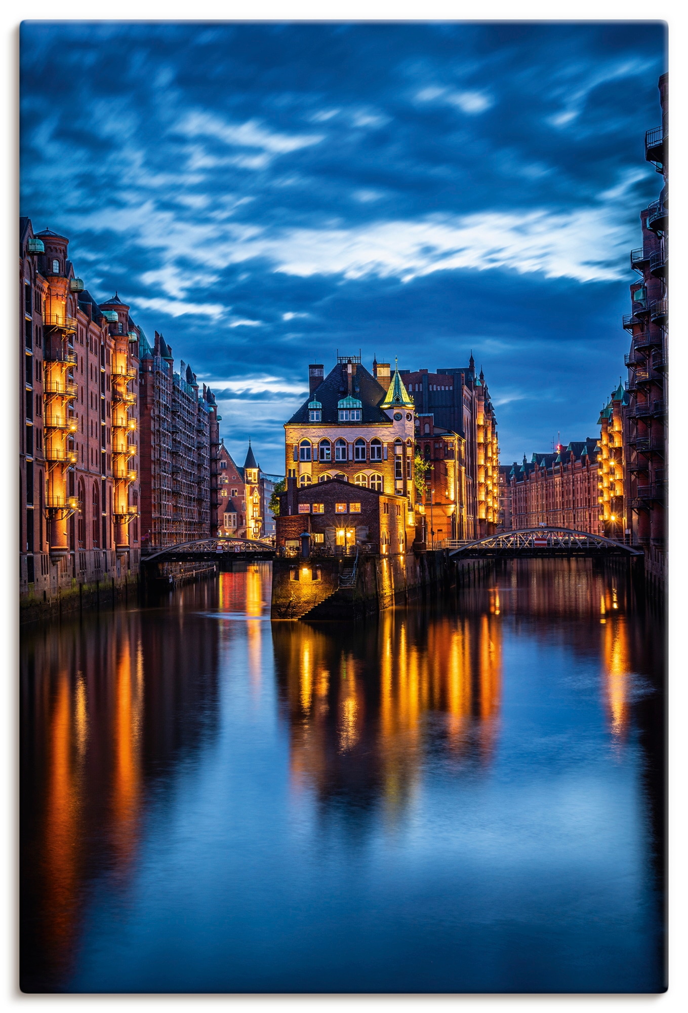 Wandbild ARTLAND "Wasserschloss Speicherstadt in Hamburg", farbe bild(er): blau, B:40cm H:60cm, Bilder, als Alubild, Leinwandbild, Poster, Wandaufkleber in verschied. Größen