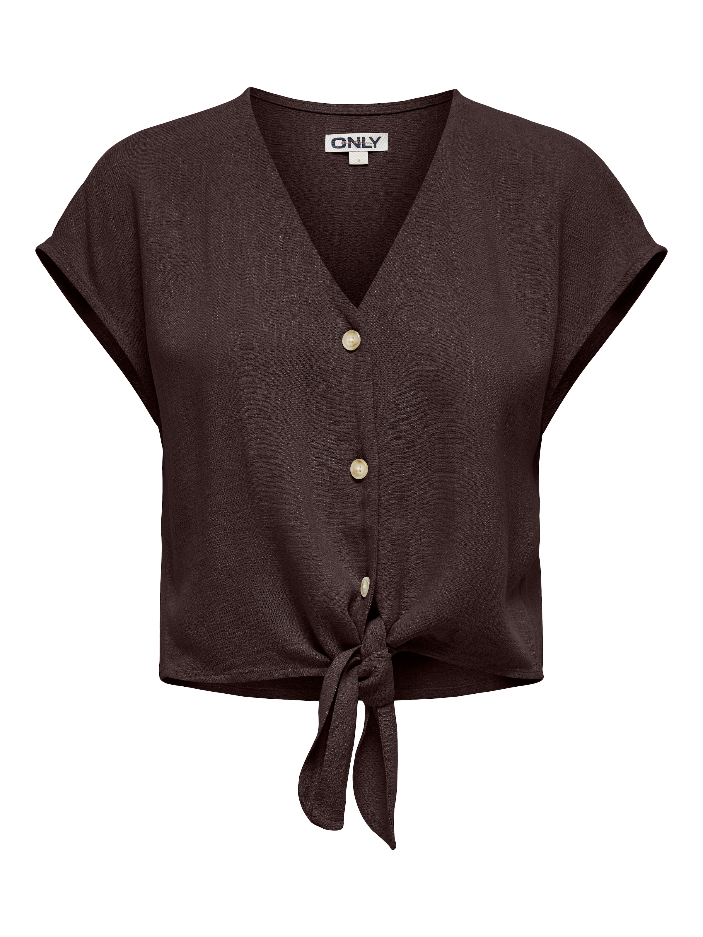 Only Kurzarmbluse "Onlsiesta Ss Knot Lin Bl Shirt Pnt Noos" Viskosemischung, Regular Fit