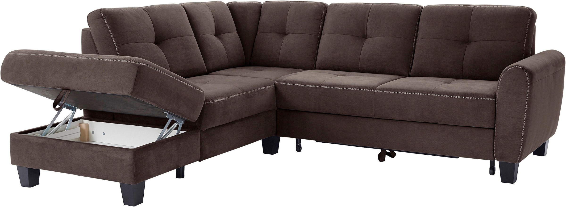 sit&more Ecksofa »Varese L-Form«, mit Federkern, wahlweise mit Bettfunktion und Stauraum