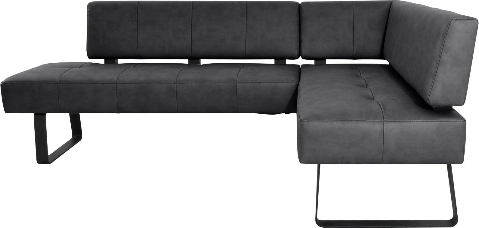 Eckbank, B:195cm H:88cm T:165cm, schwarz, K+W KOMFORT & WOHNEN, Esszimmer, Sitzbänke, "Spider II", Sitzsteppung, bequem durch Sandwichbauweise, 2