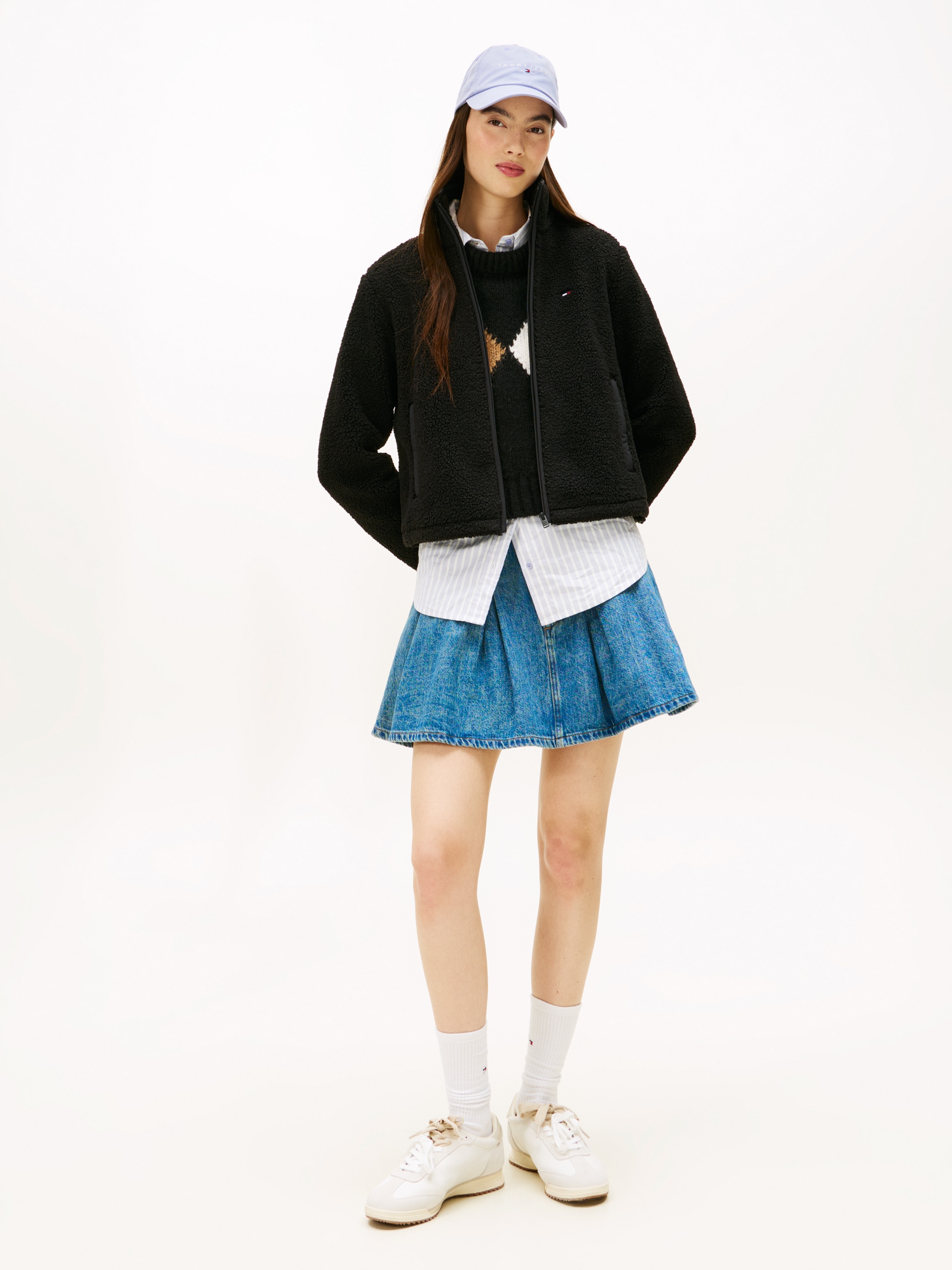 Tommy Jeans Sweatjacke »TJW REG SH S-FLAG TEDDY ZIP THRU« Kunstfaser, regular fit