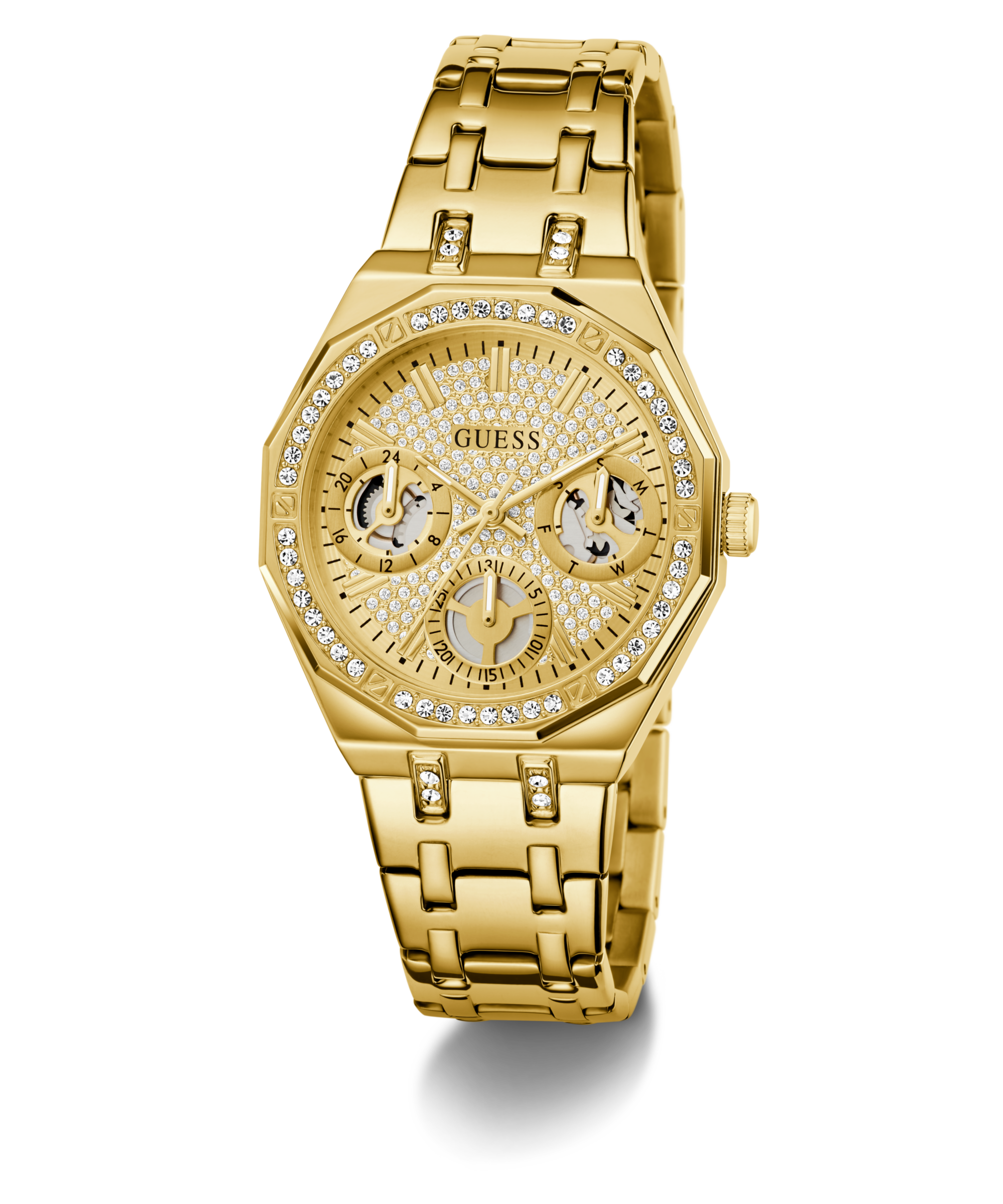 Guess Multifunktionsuhr »QUINN« Quarzuhr, Armbanduhr, Damenuhr, Edelstahlarmband, Datum