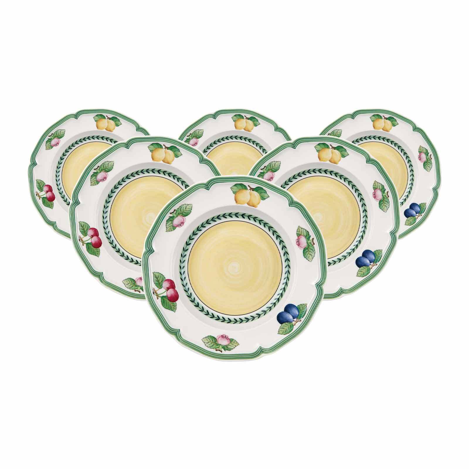 VILLEROY & BOCH Suppenteller "Suppenteller French Garden Fleurence ø 22,8 cm 6er Set bunt", bunt, Speiseteller
