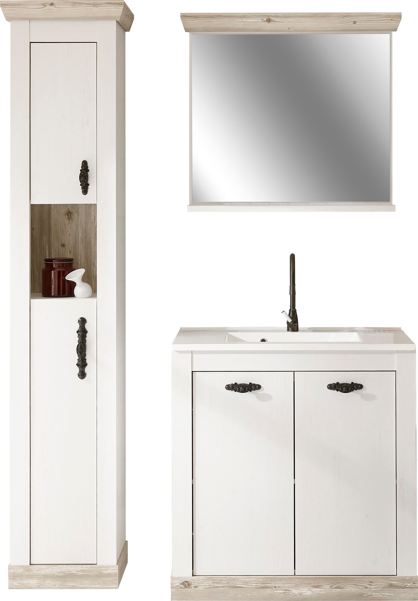 Home affaire Badmöbel-Set "Florenz, Bad im Landhausstil, 3-teiliges Badezim günstig online kaufen