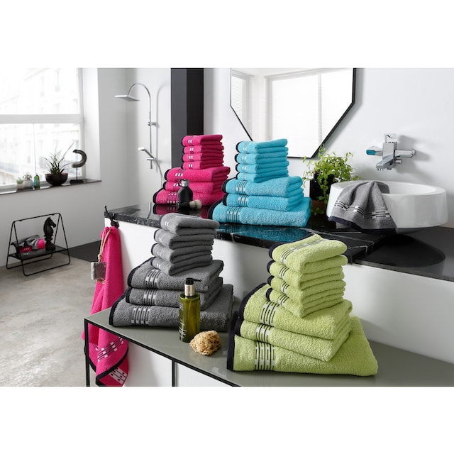 my home Handtuch Set »Jonnie«, Set, 7 tlg., Walkfrottee, Handtücher aus 100%  Baumwolle, Handtuchset mit gemusterter Bordüre bestellen | BAUR