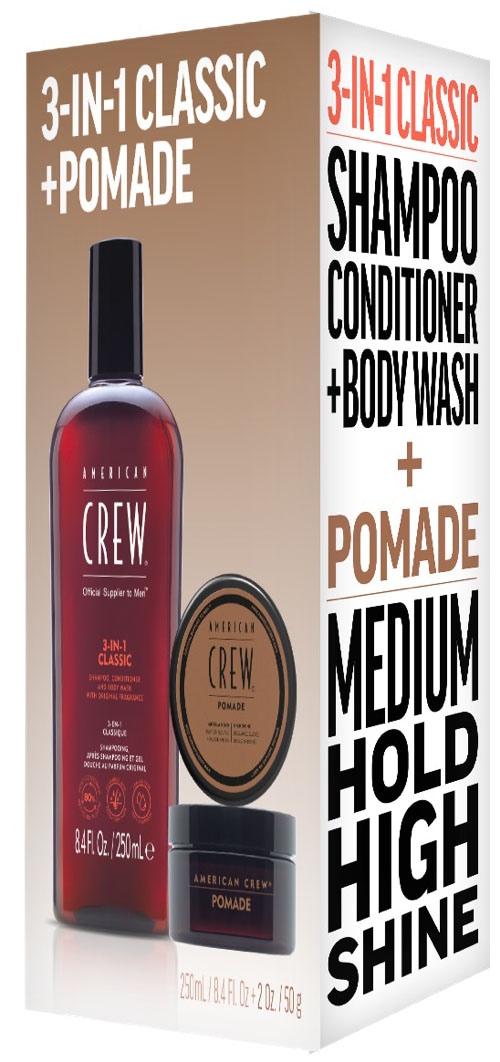 American Crew Haarpflege-Set »Holiday Duo Set - Classic Shampoo 250ml + Classic Pomade 50g«, (Set, 2 tlg.), Limited Edition