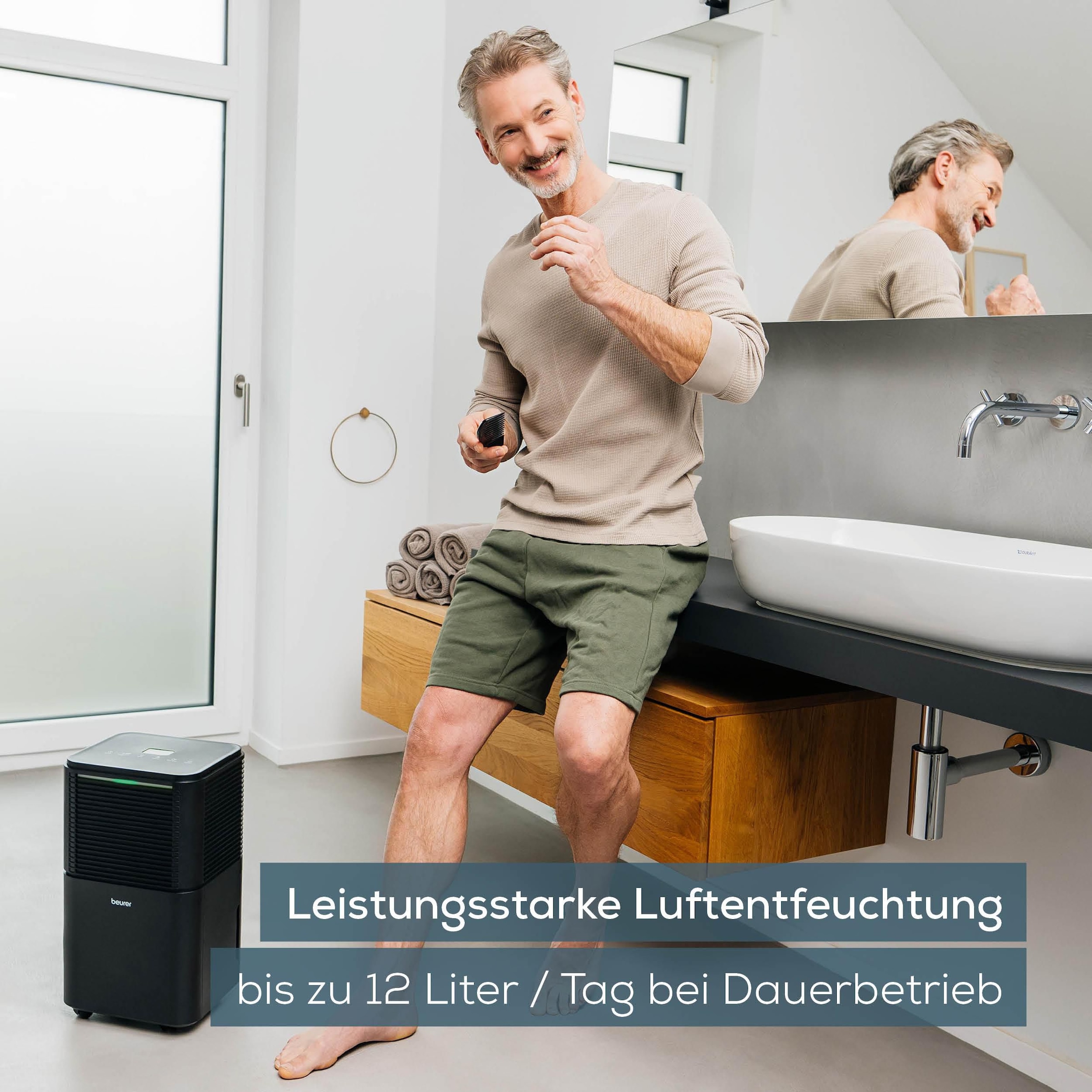 BEURER Luftentfeuchter »LE 150, leistungsstarke Entfeuchtung bis zu 12 Liter pro Tag« Entfeuchtung 12 l/Tag Tank 2 l Mit Automatikmodus, Einstellung der Wunschluftfeuchtigkeit, Nachtmodus