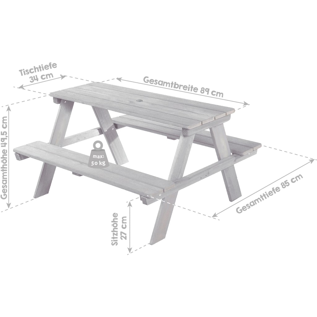 roba® Kindersitzgruppe »Picknick for 4 Outdoor Deluxe, Grau«