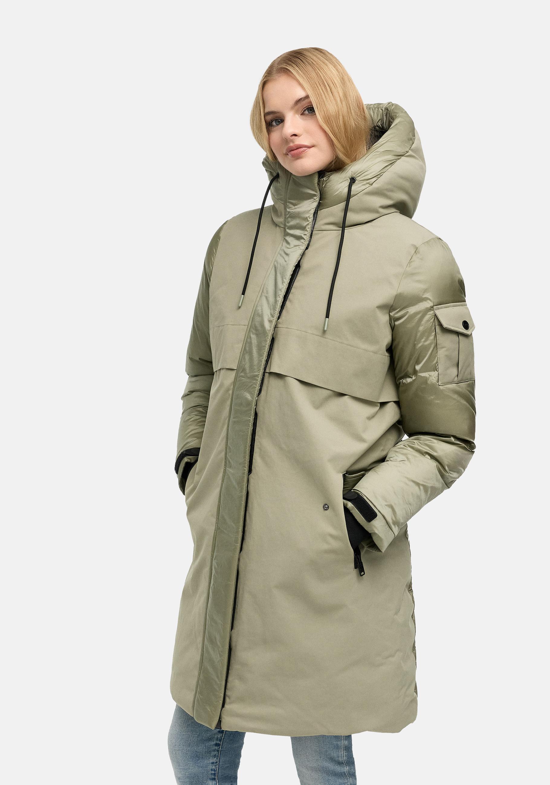 Navahoo Funktionsmantel "Peakstorm 14" Modischer Damen Wintermantel aus Materialmix