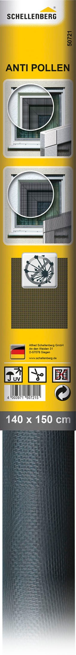 SCHELLENBERG Pollenschutzgitter »Pollenschutzgitter und Fliegengitter Minirolle«, anthrazit, 140 x 150 cm