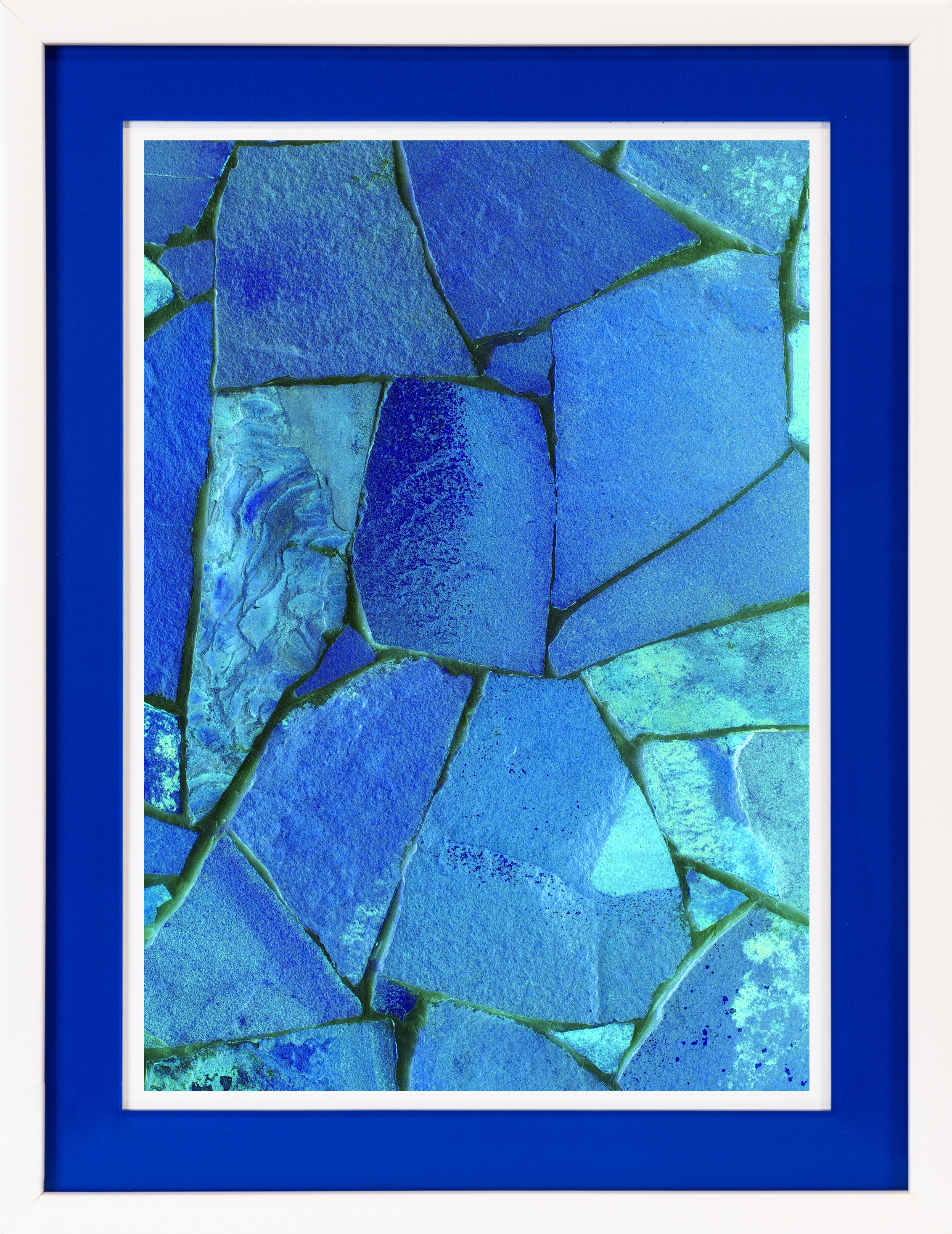 queence Bild mit Rahmen »Abstrakt, Mosaik, blautöne«, Abstrakt-Abstrakte-Kunst, (1 St.), Poster mit buntem Acrylglas Passepartout