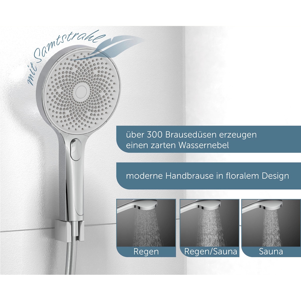 Schütte Duschsäule »SAMOA RAIN«, (in verschiedenen Ausführung erhältlich), Regendusche mit Thermostat und Glasablage, Handbrause mit 3 Funktionen