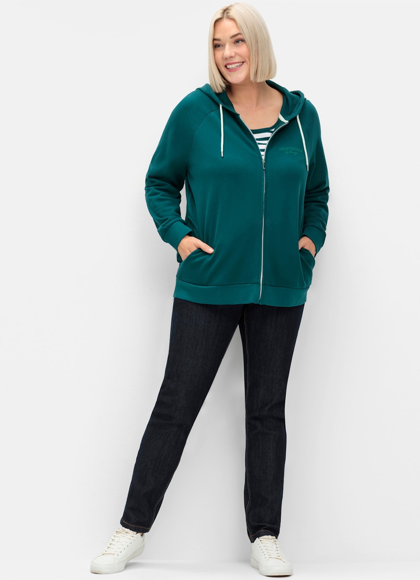 Sheego Shirtjacke "Kapuzensweatjacke", (1 tlg.) günstig online kaufen